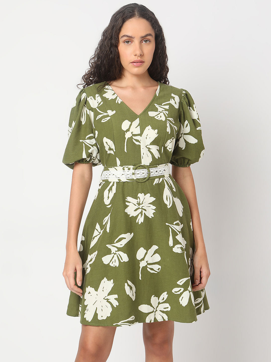Sage Green Floral Print Dress