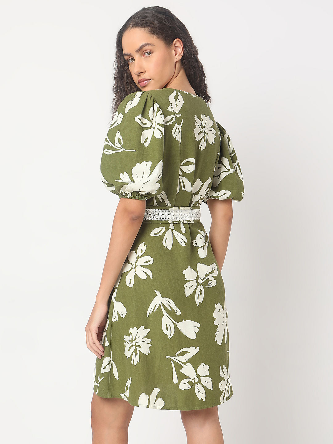 Sage Green Floral Print Dress