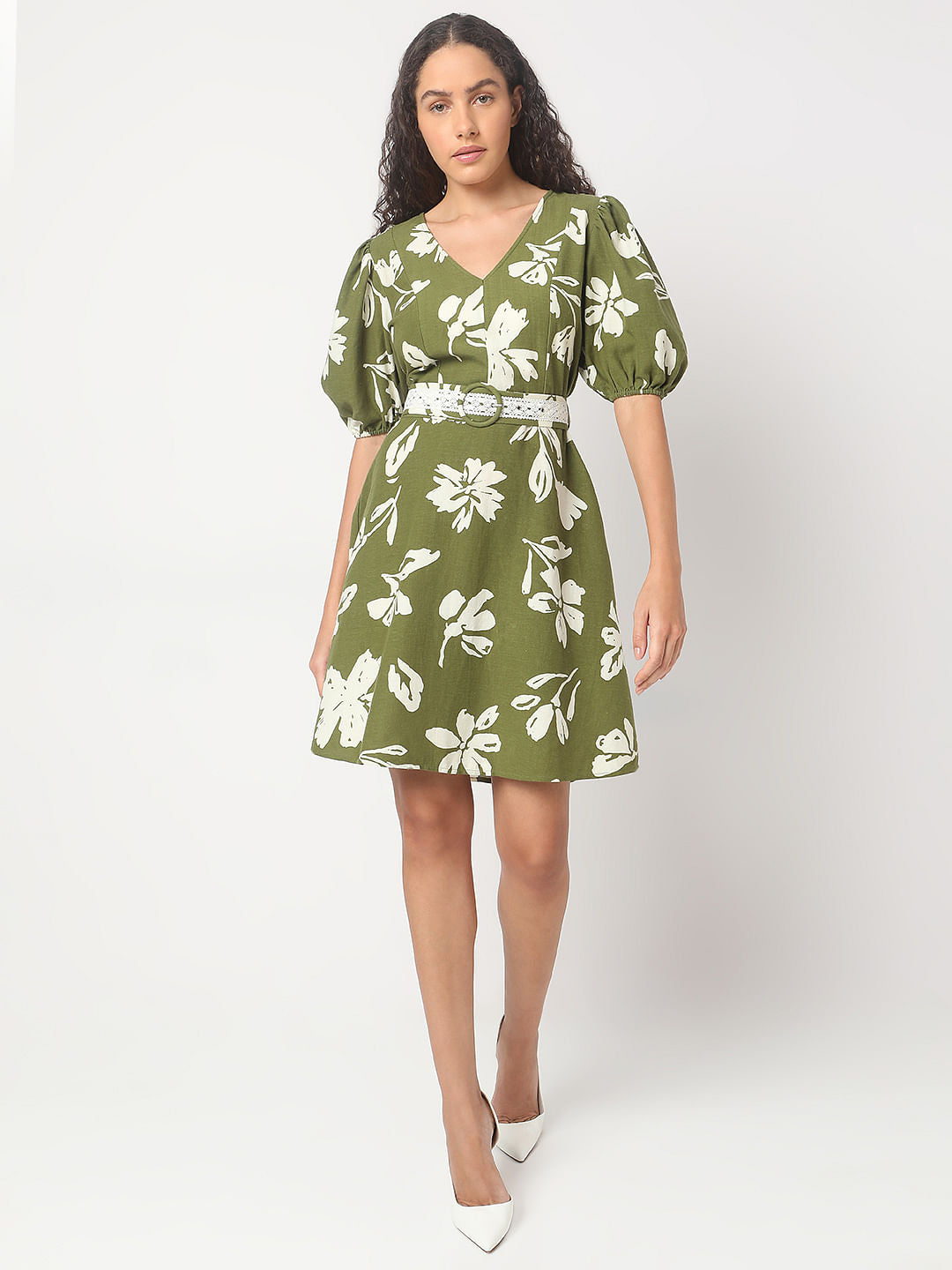 Sage Green Floral Print Dress
