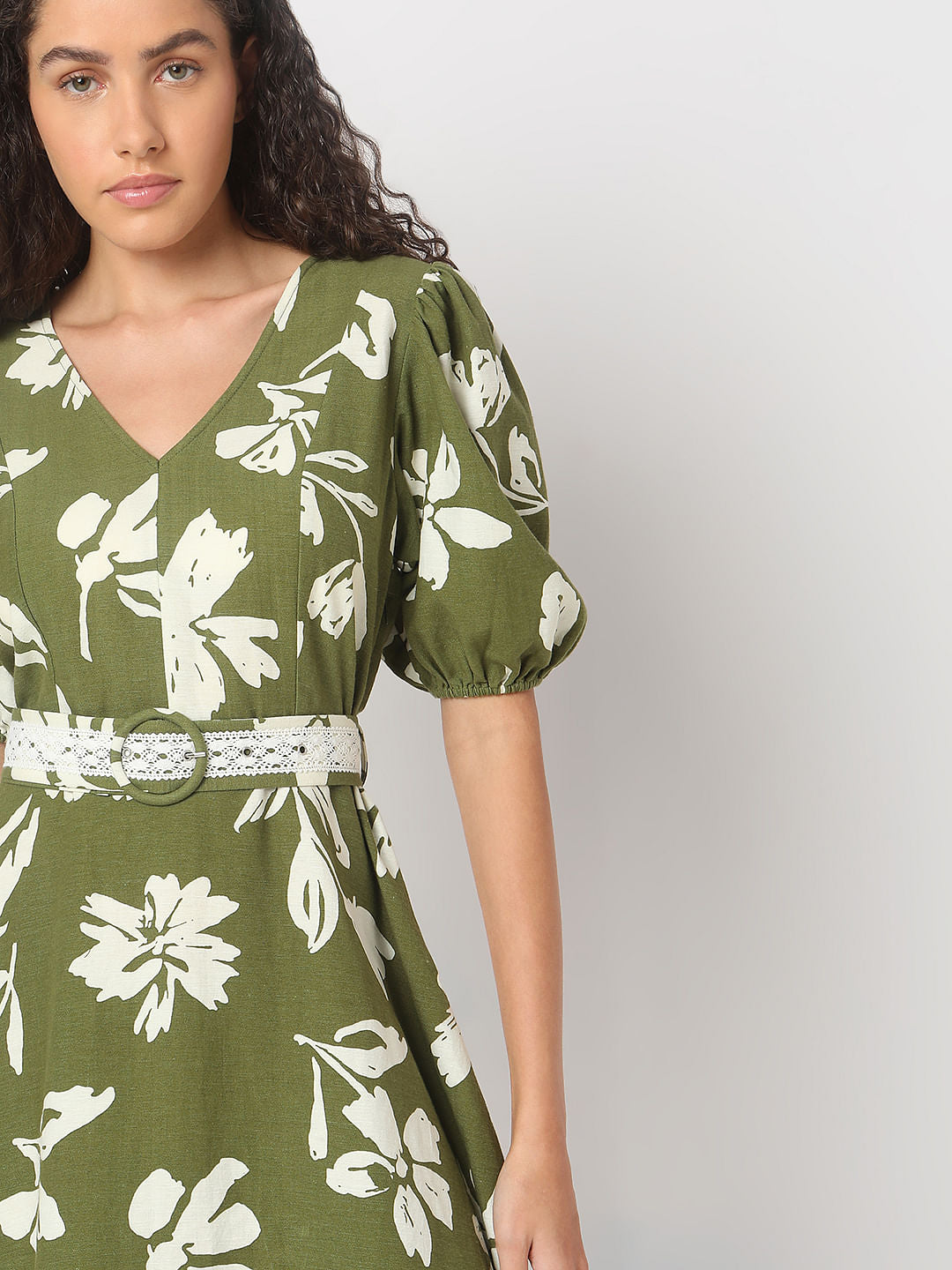 Sage Green Floral Print Dress