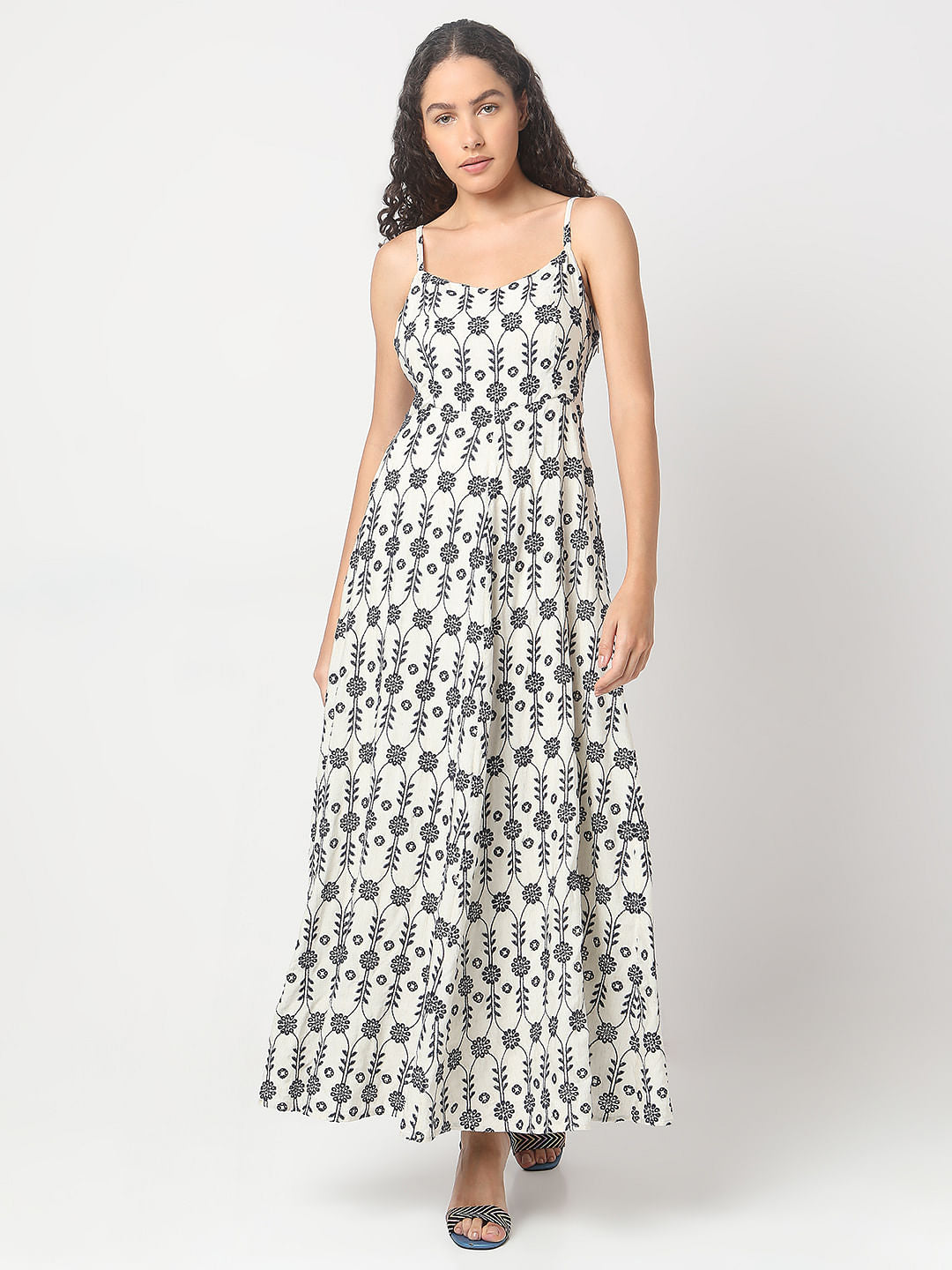 Off-White Embroidered Maxi Dress
