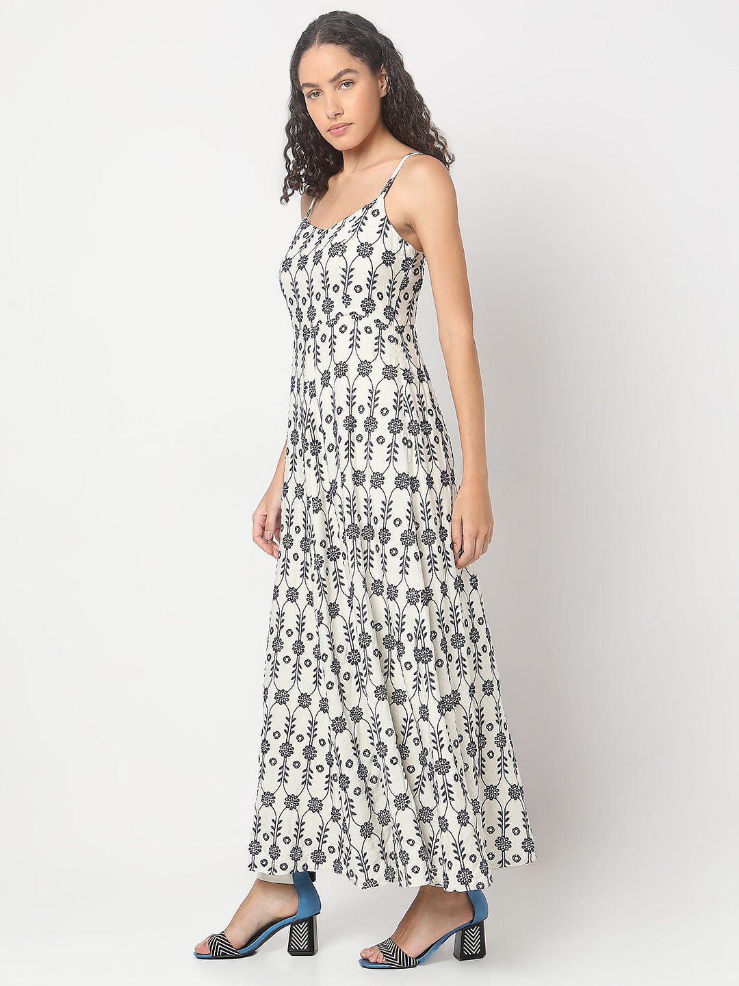 Off-White Embroidered Maxi Dress
