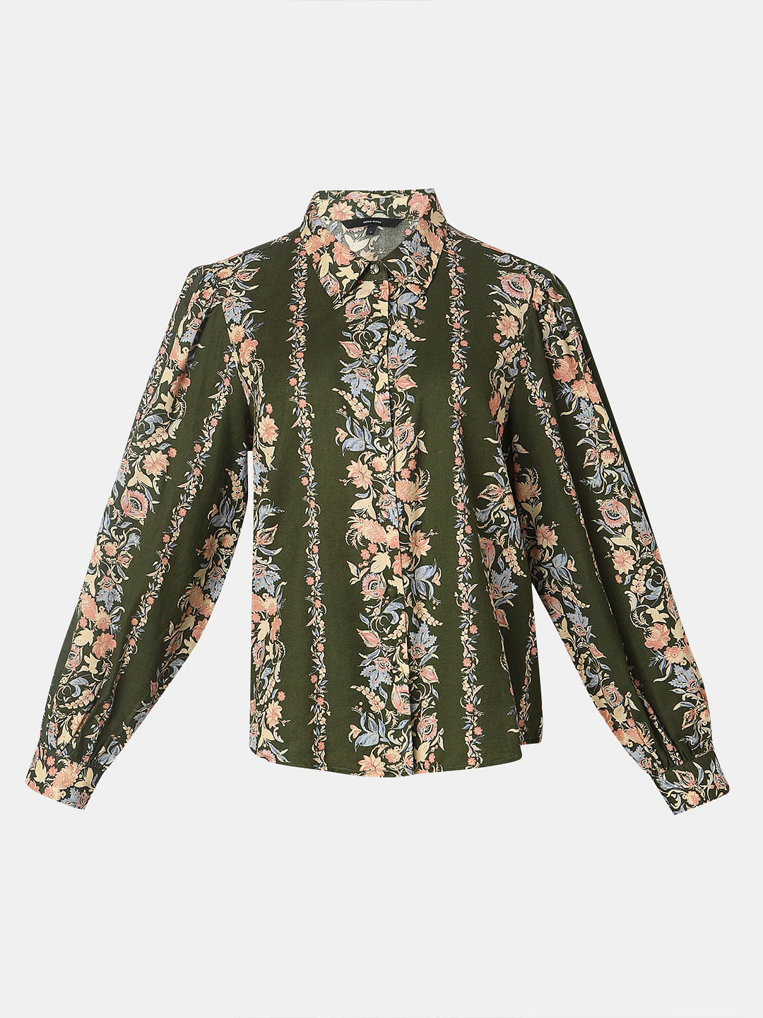Olive Green Floral Co-Ord Set Shirt