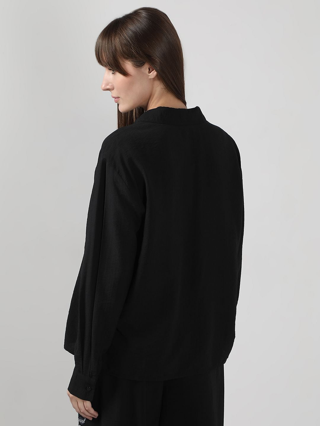 Black Embroidered Co-Ord Set Shirt