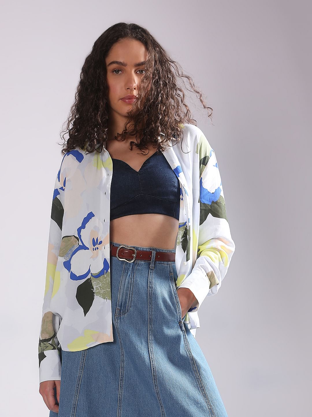 Pastel Blue Abstract Print Shirt