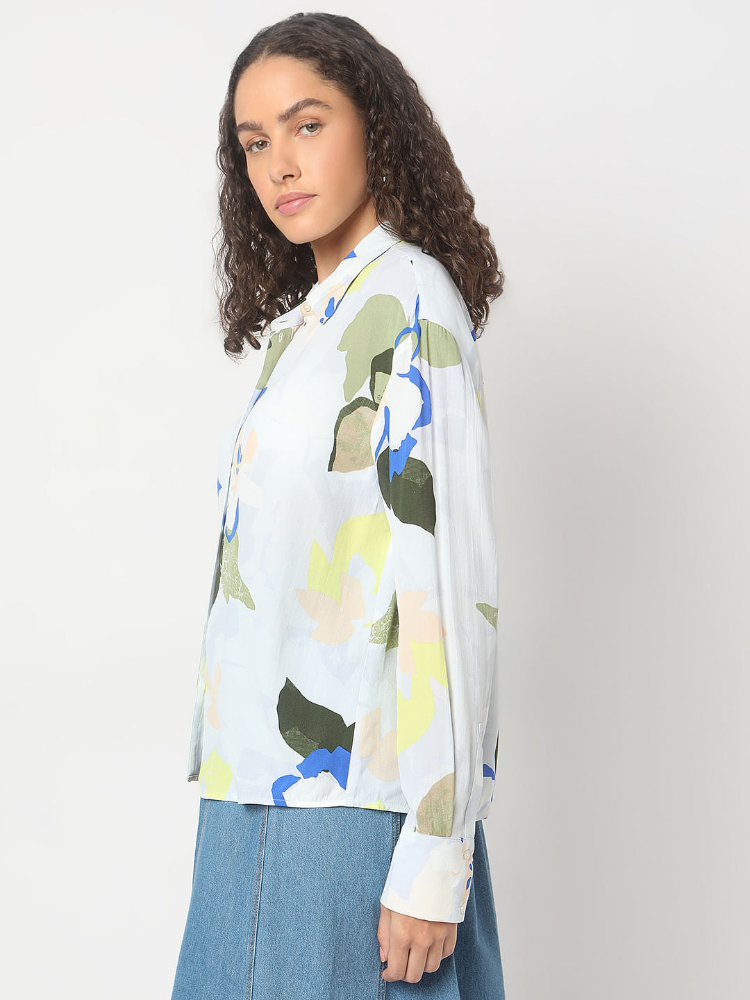 Pastel Blue Abstract Print Shirt