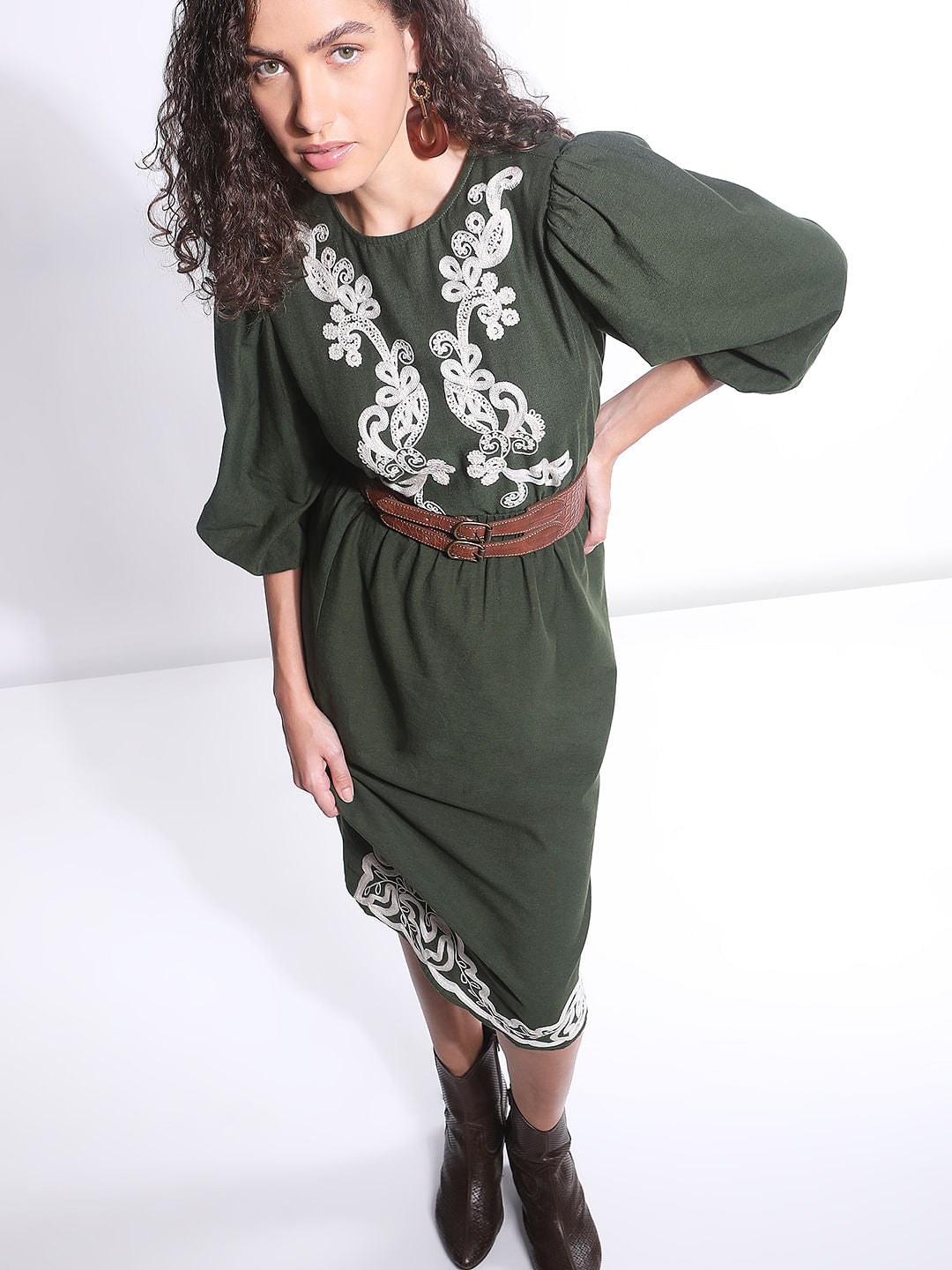 Green Embroidered Co-Ord Set Top