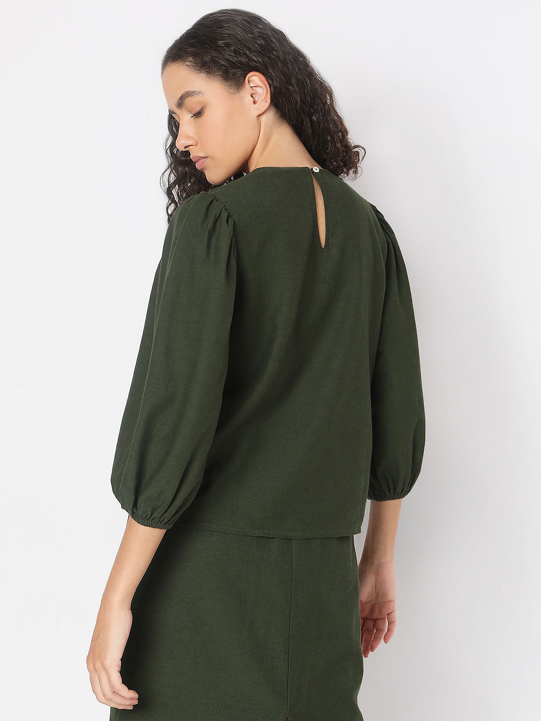 Green Embroidered Co-Ord Set Top