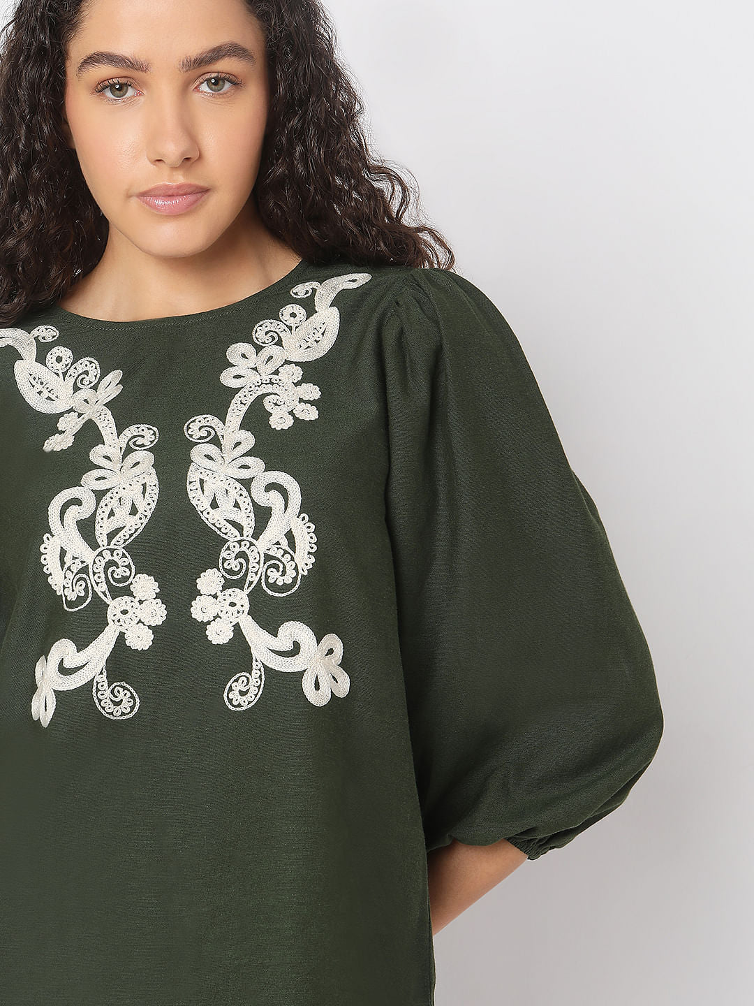 Green Embroidered Co-Ord Set Top