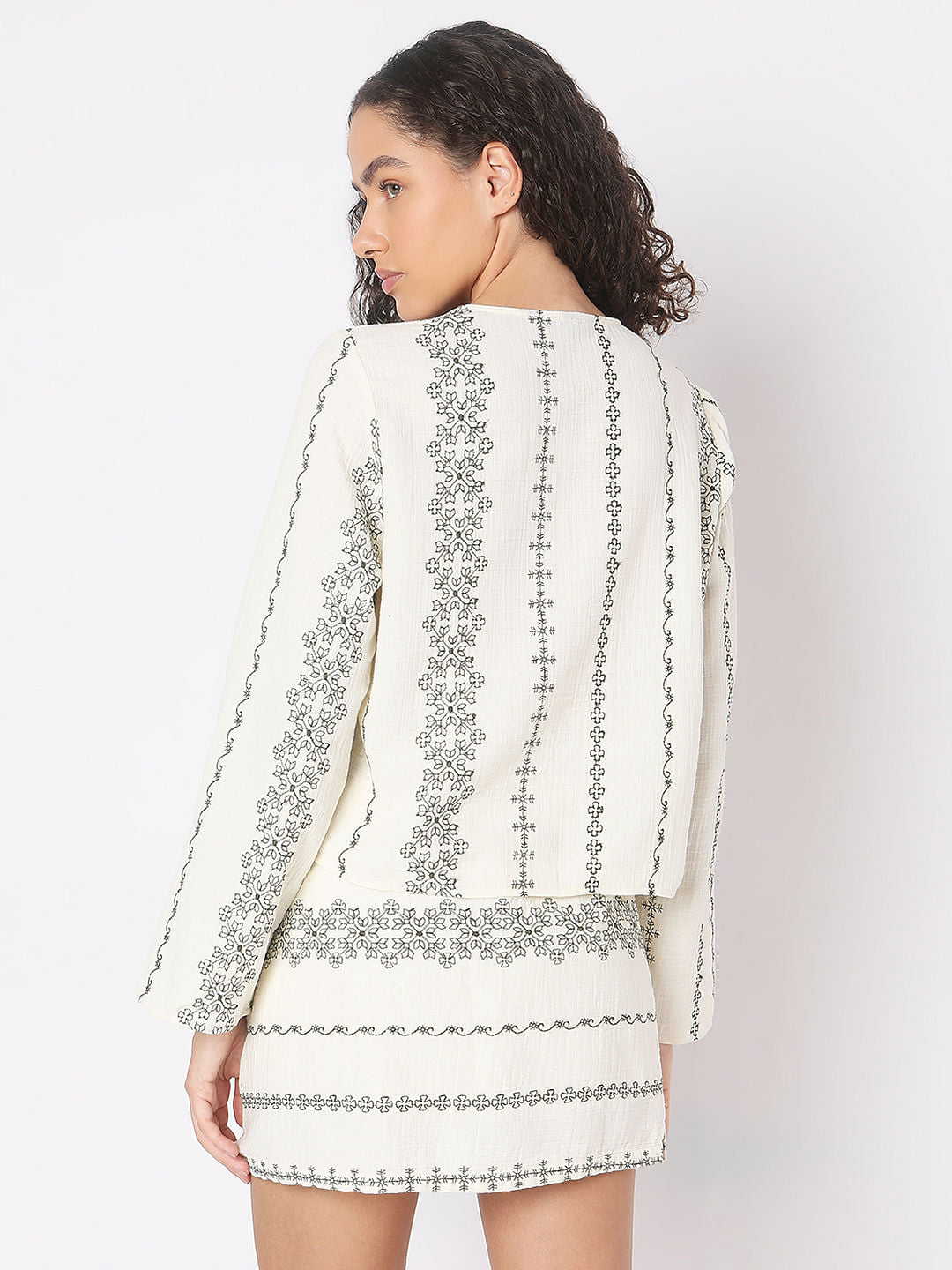 Off-White Printed Co-Ord Set Top