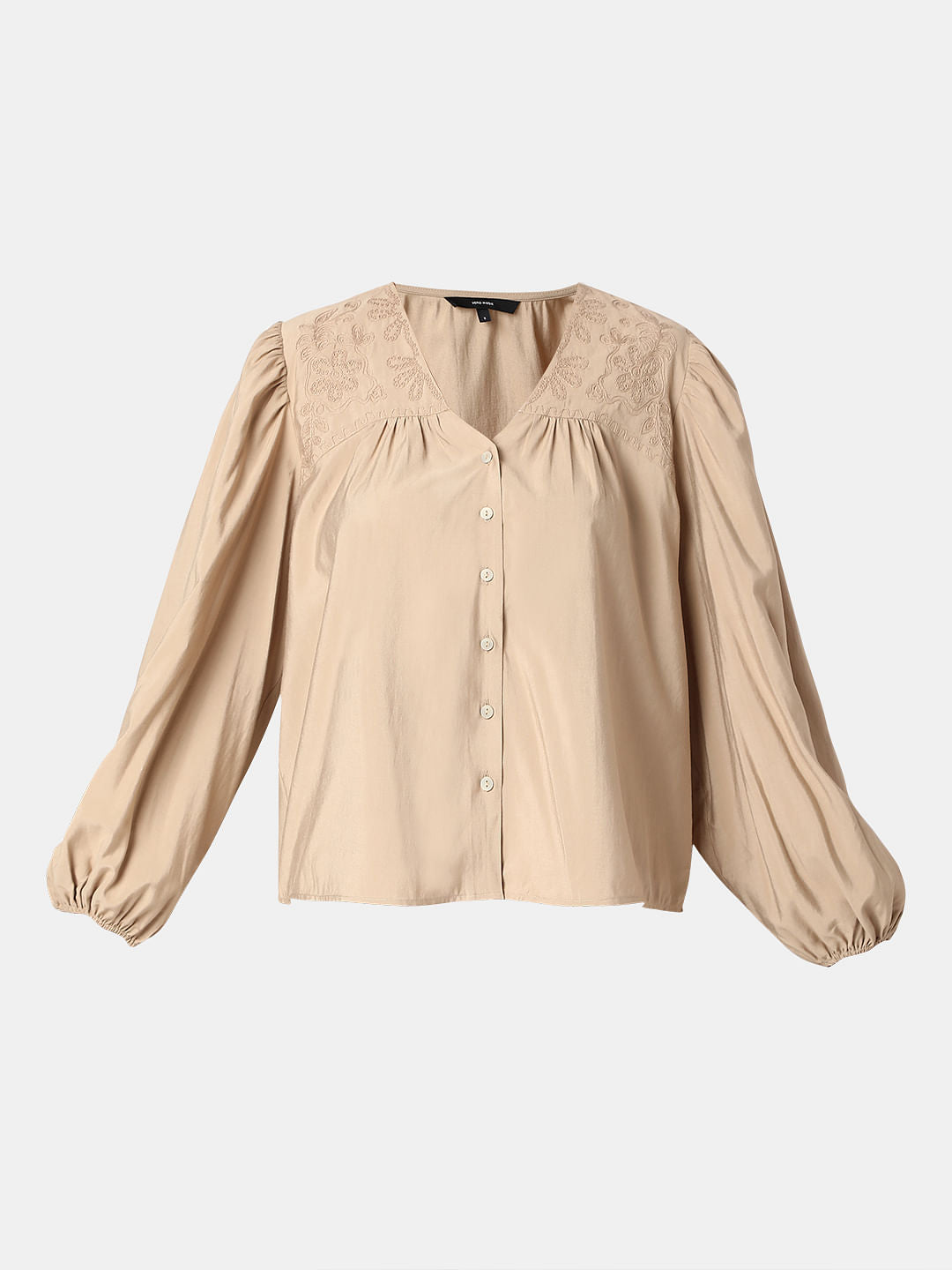 Beige Embroidered Co-Ord Set Top