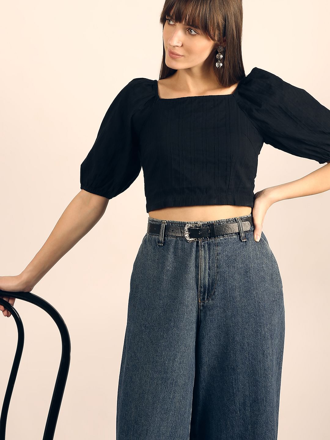 Black Fitted Crop Top