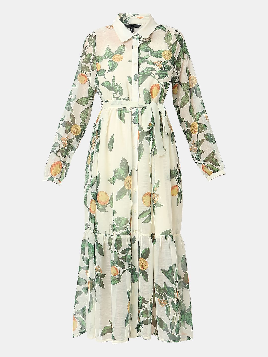 Light Lemon Printed Midi Dress