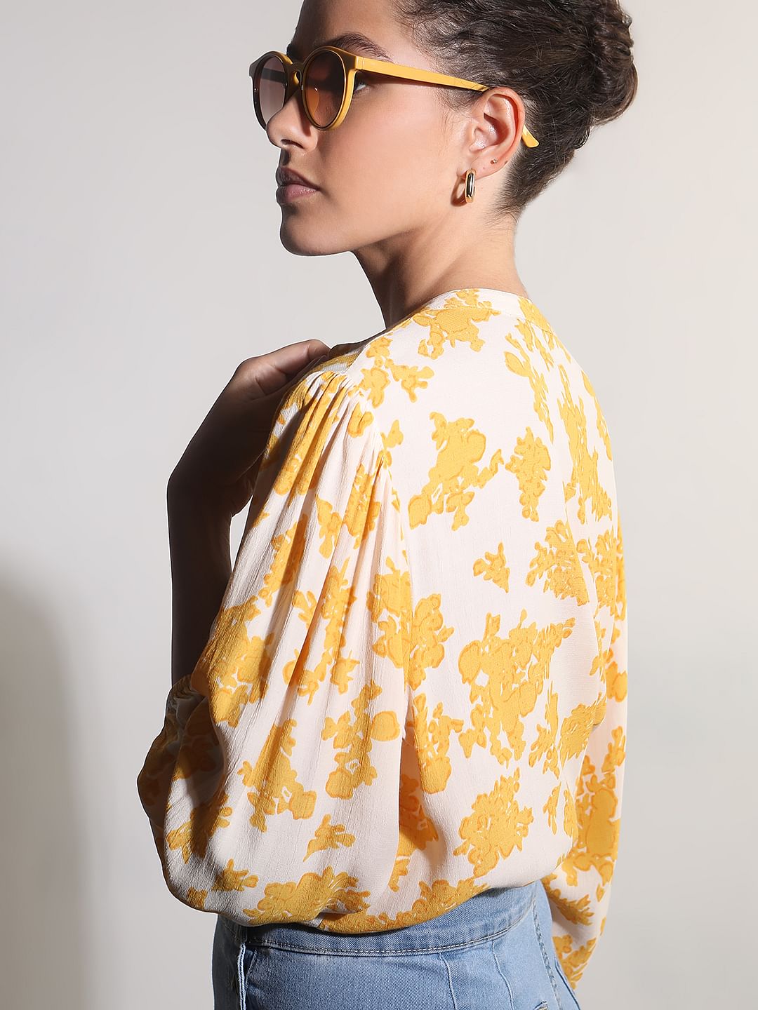 Yellow Floral Print Top