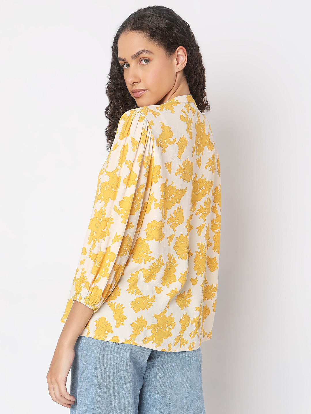 Yellow Floral Print Top