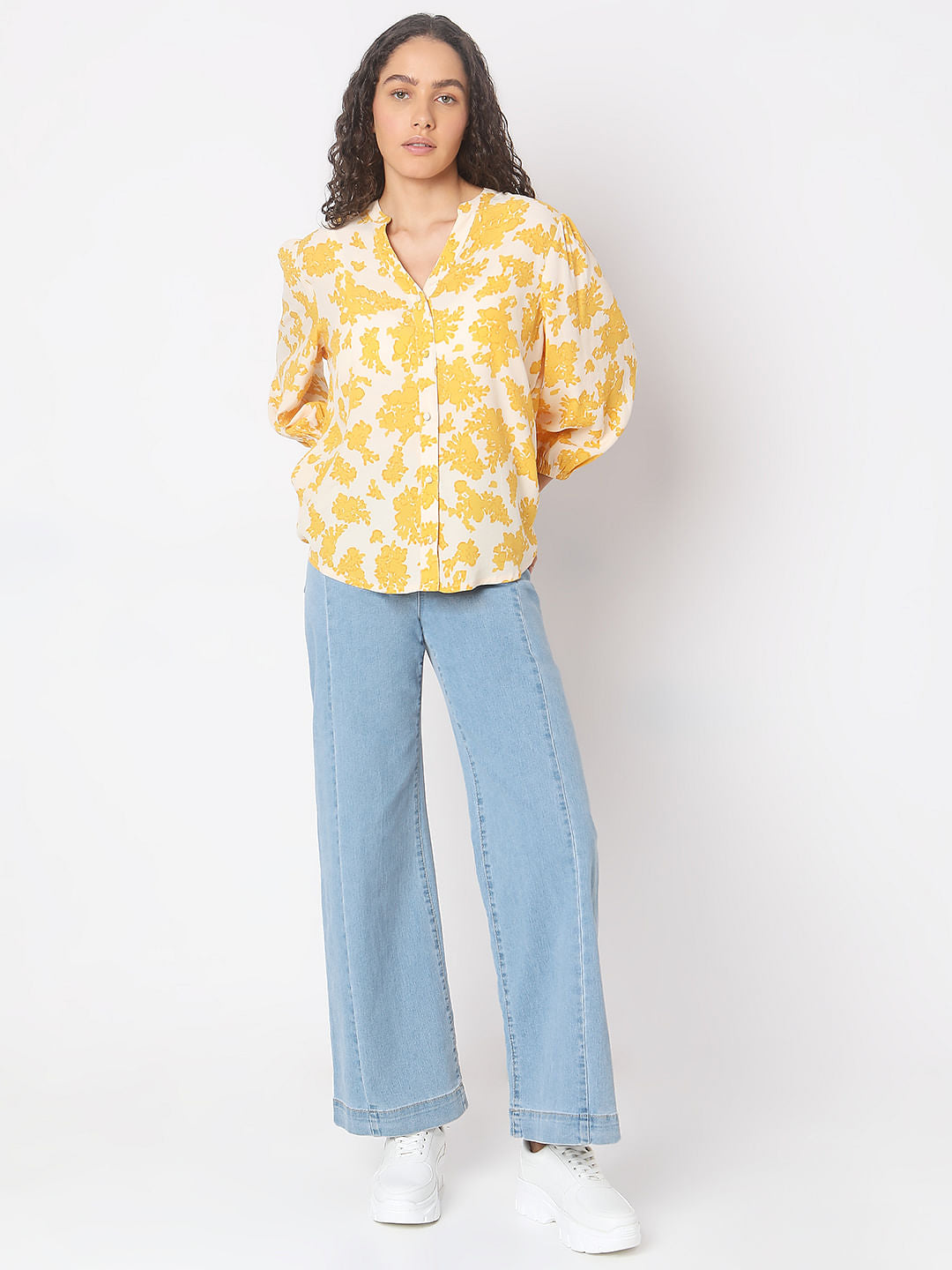 Yellow Floral Print Top