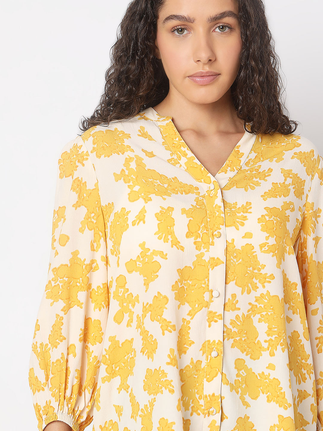 Yellow Floral Print Top
