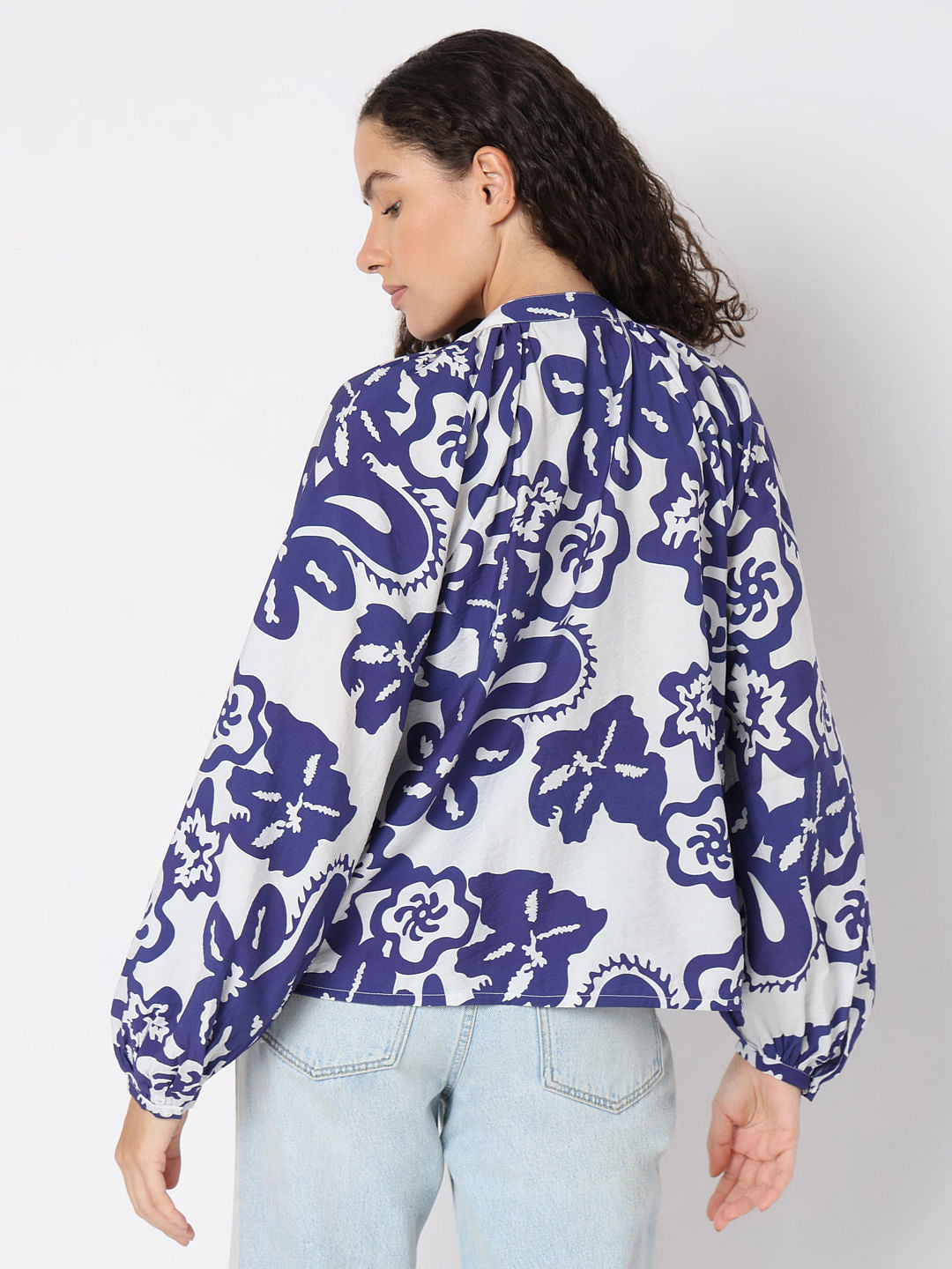 Navy Blue Printed Top