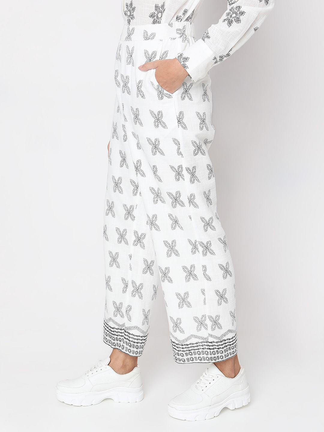 White Linen Wide Leg Pants