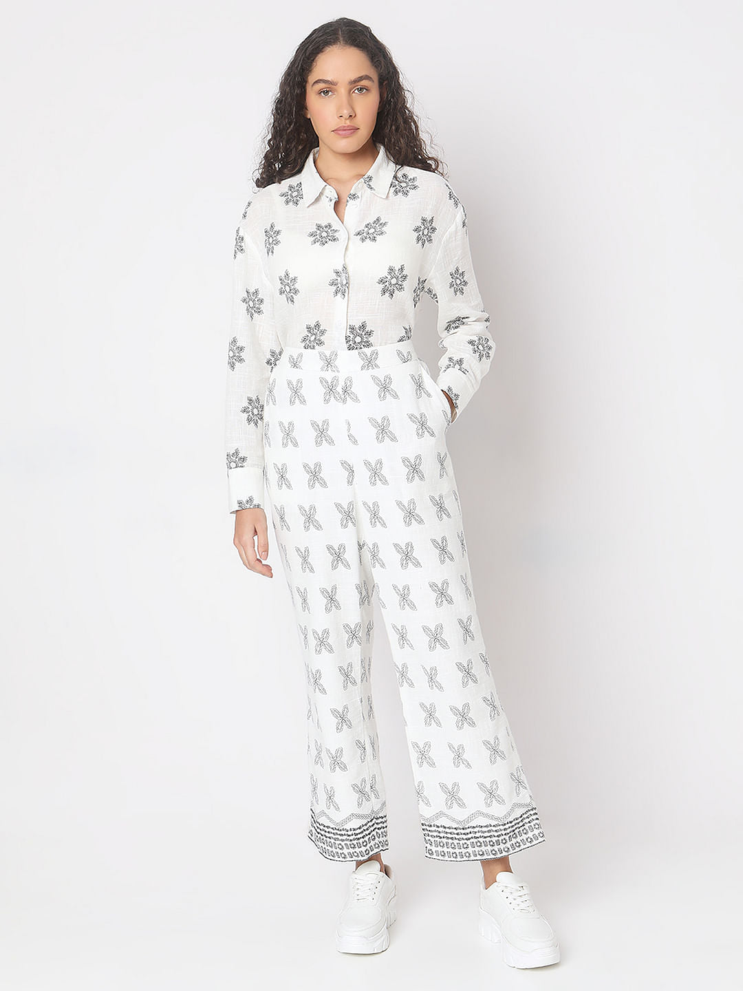 White Linen Wide Leg Pants