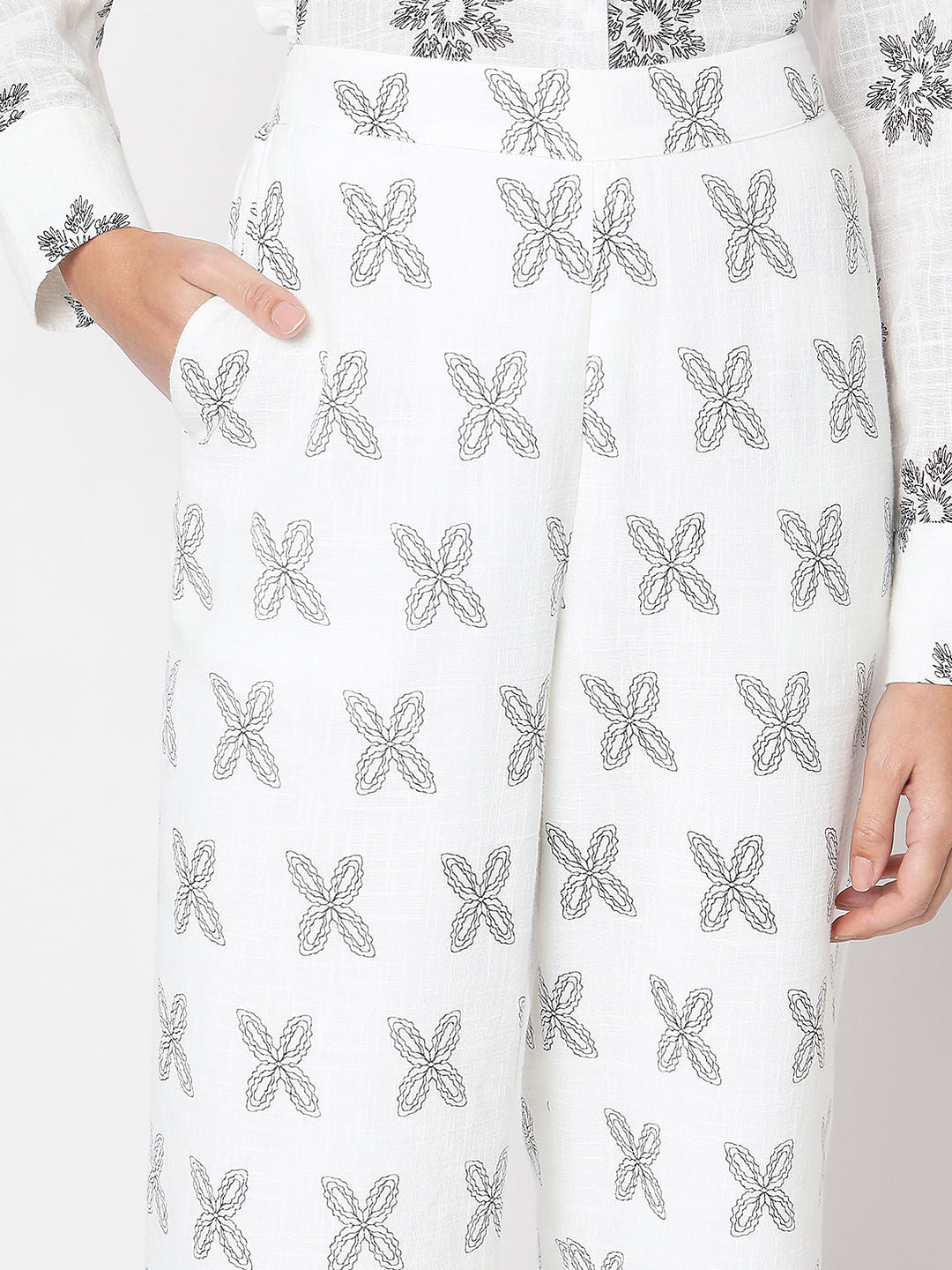 White Linen Wide Leg Pants