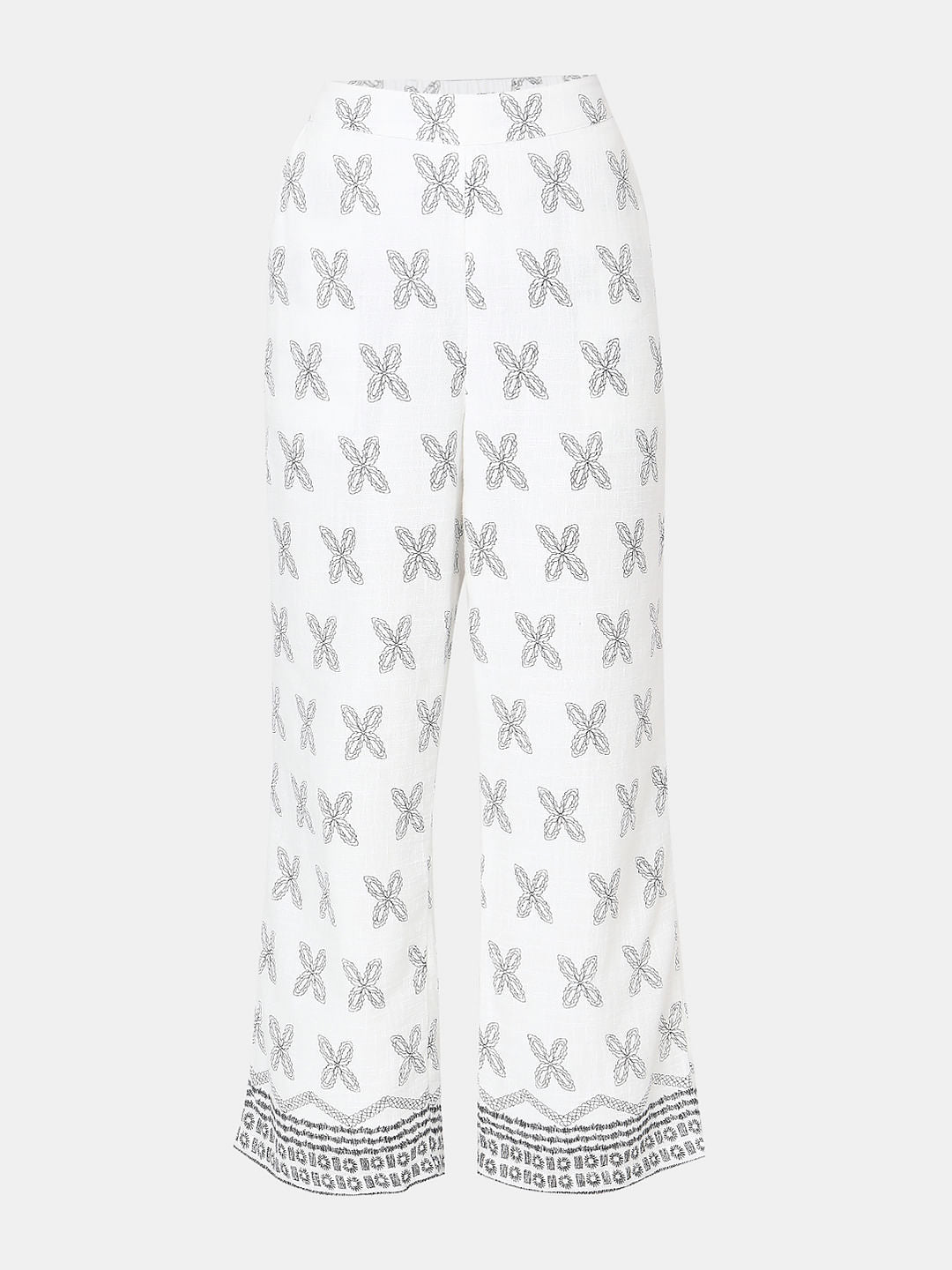 White Linen Wide Leg Pants