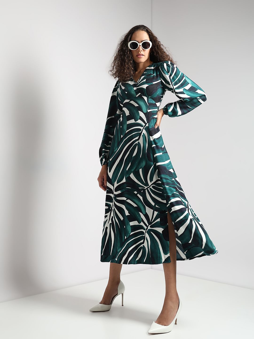 Green Abstract Print Dress