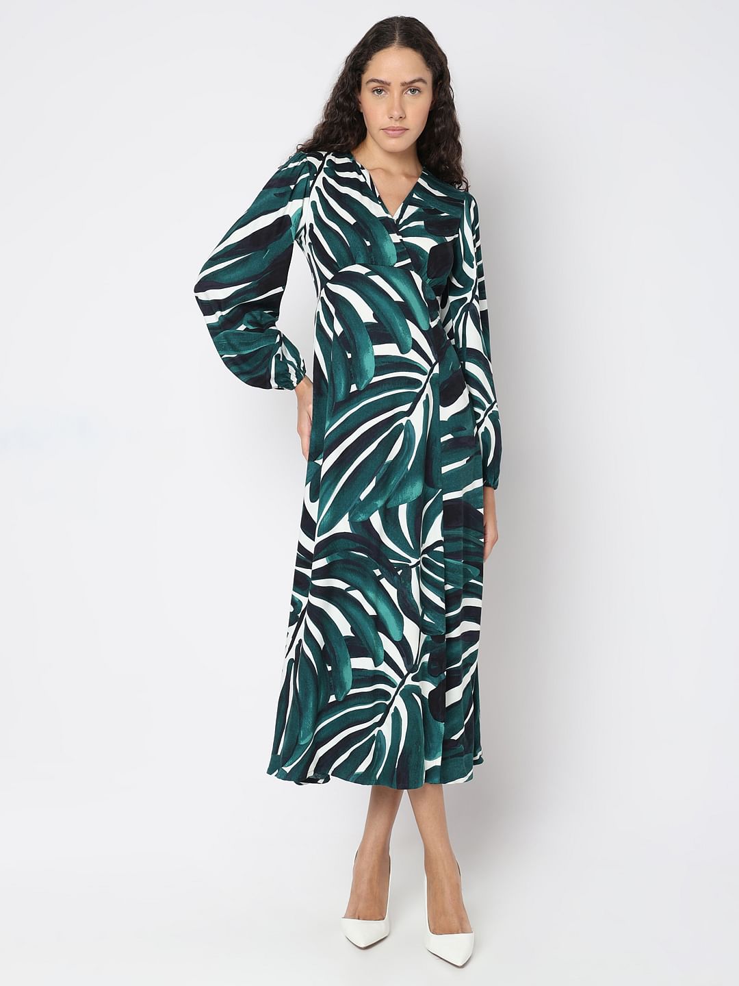 Green Abstract Print Dress