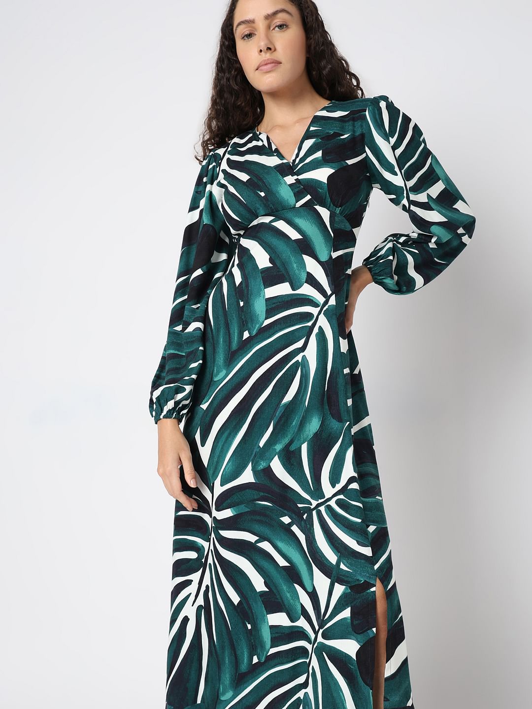 Green Abstract Print Dress