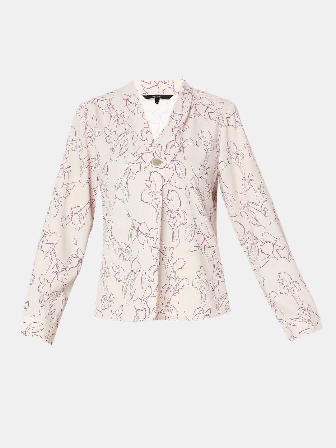 Beige Floral Print Top