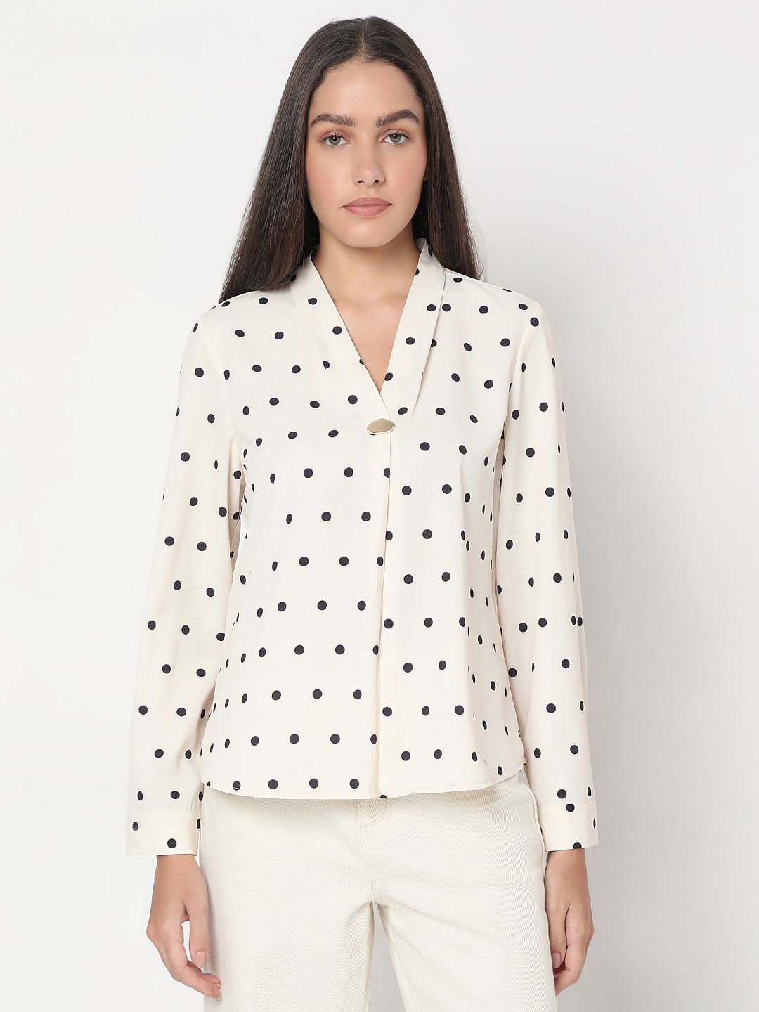 White Polka Dot Top