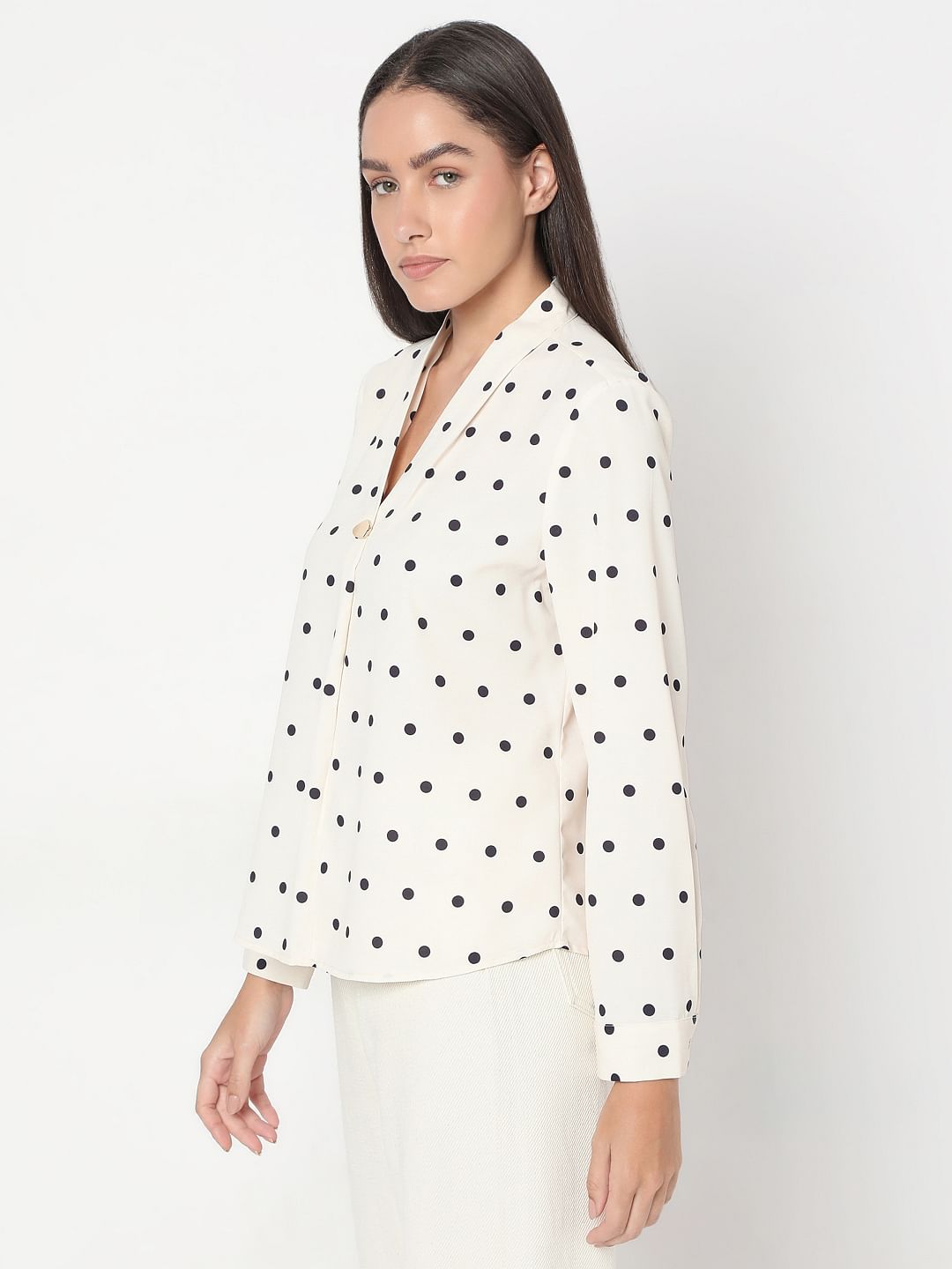 White Polka Dot Top