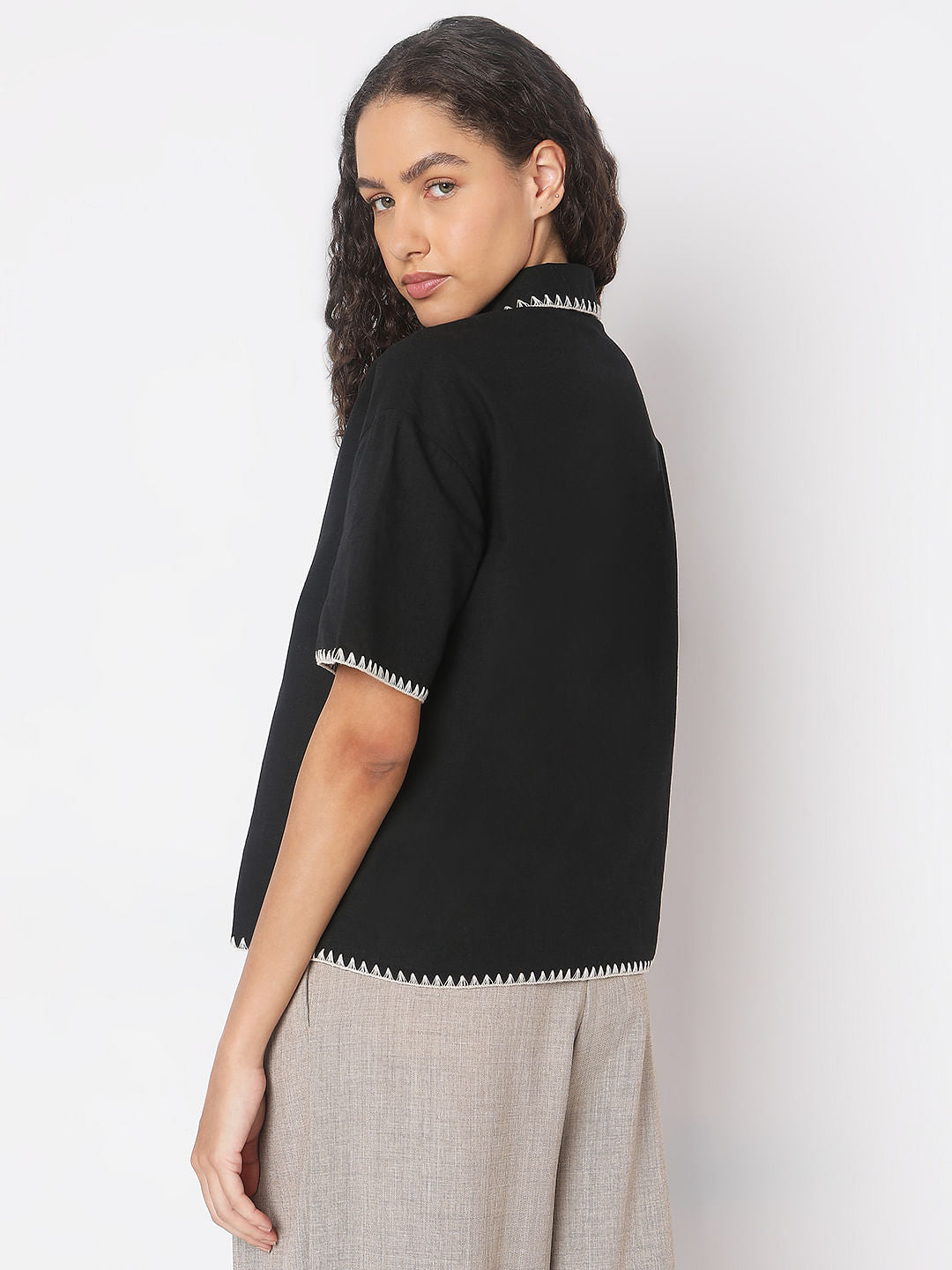 Black Cotton-Linen Shirt