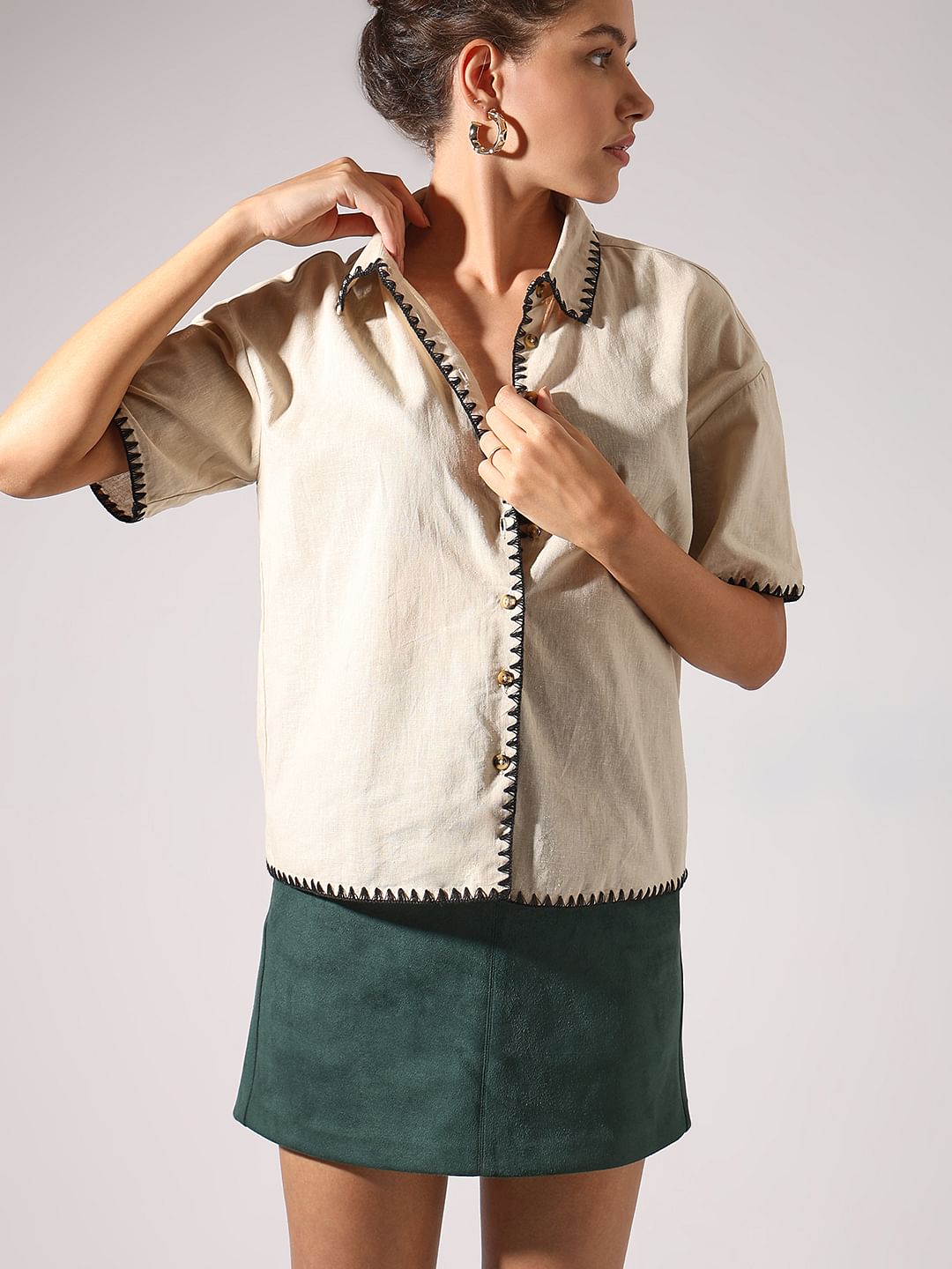 Beige Cotton-Linen Shirt