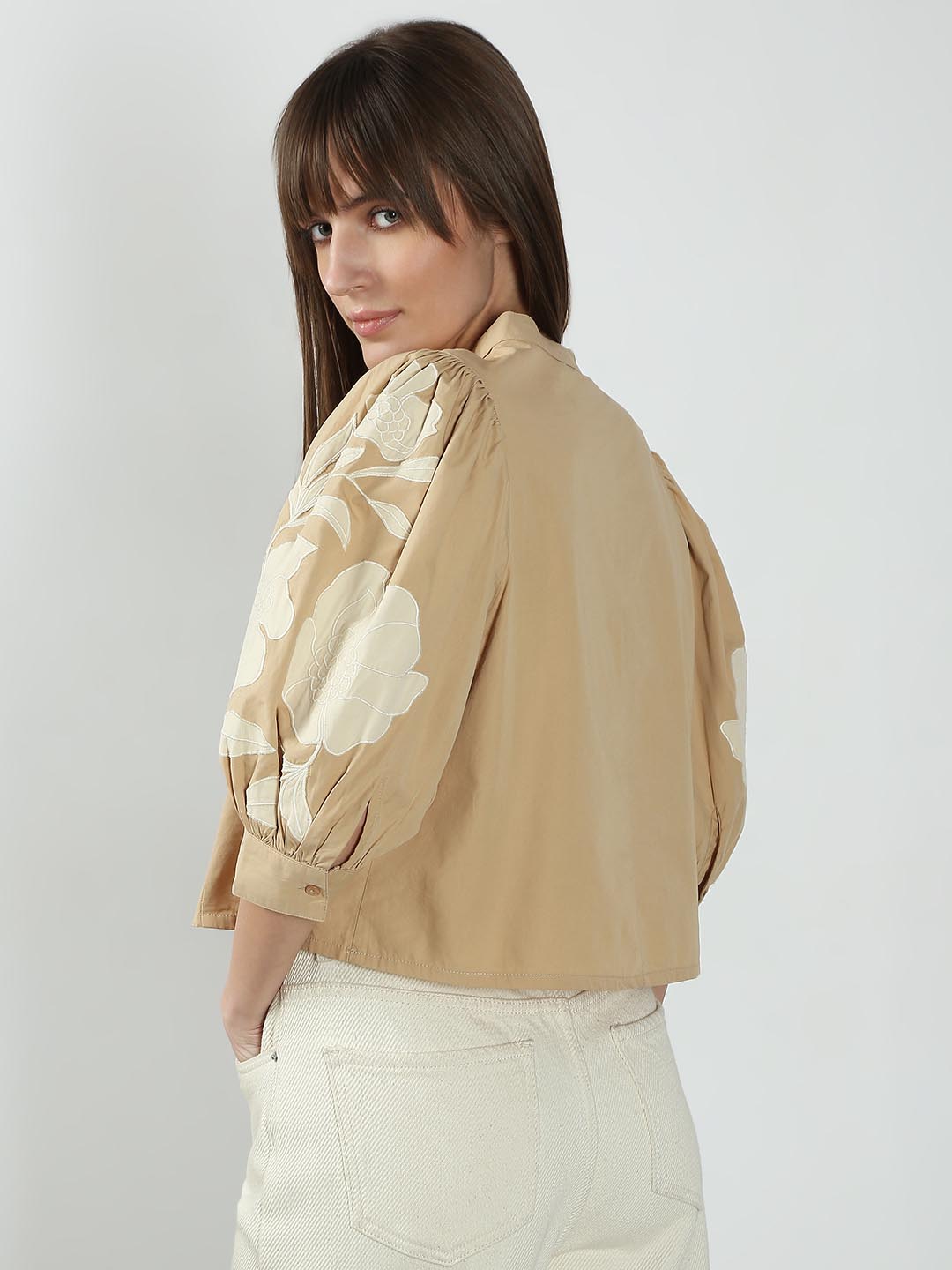 Vero Moda Beige V Neck Cotton Top