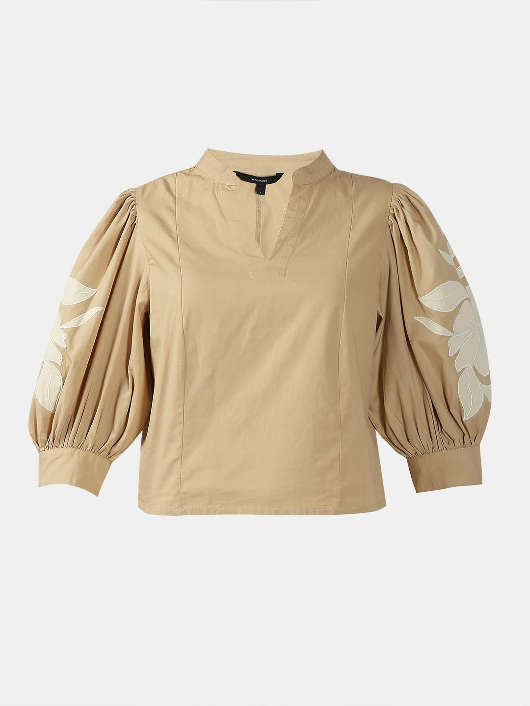 Vero Moda Beige V Neck Cotton Top