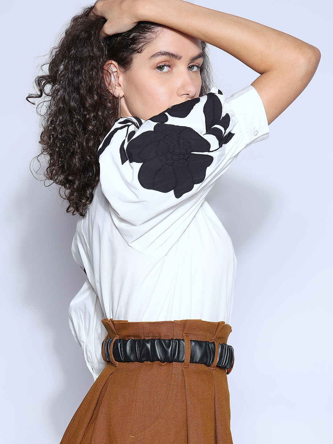 White Cotton Floral Top