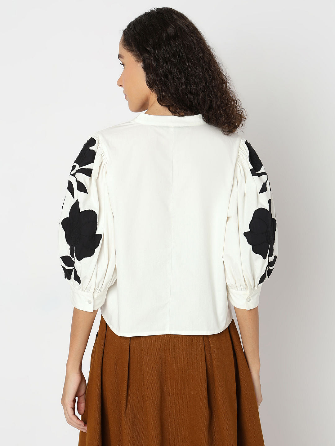 White Cotton Floral Top