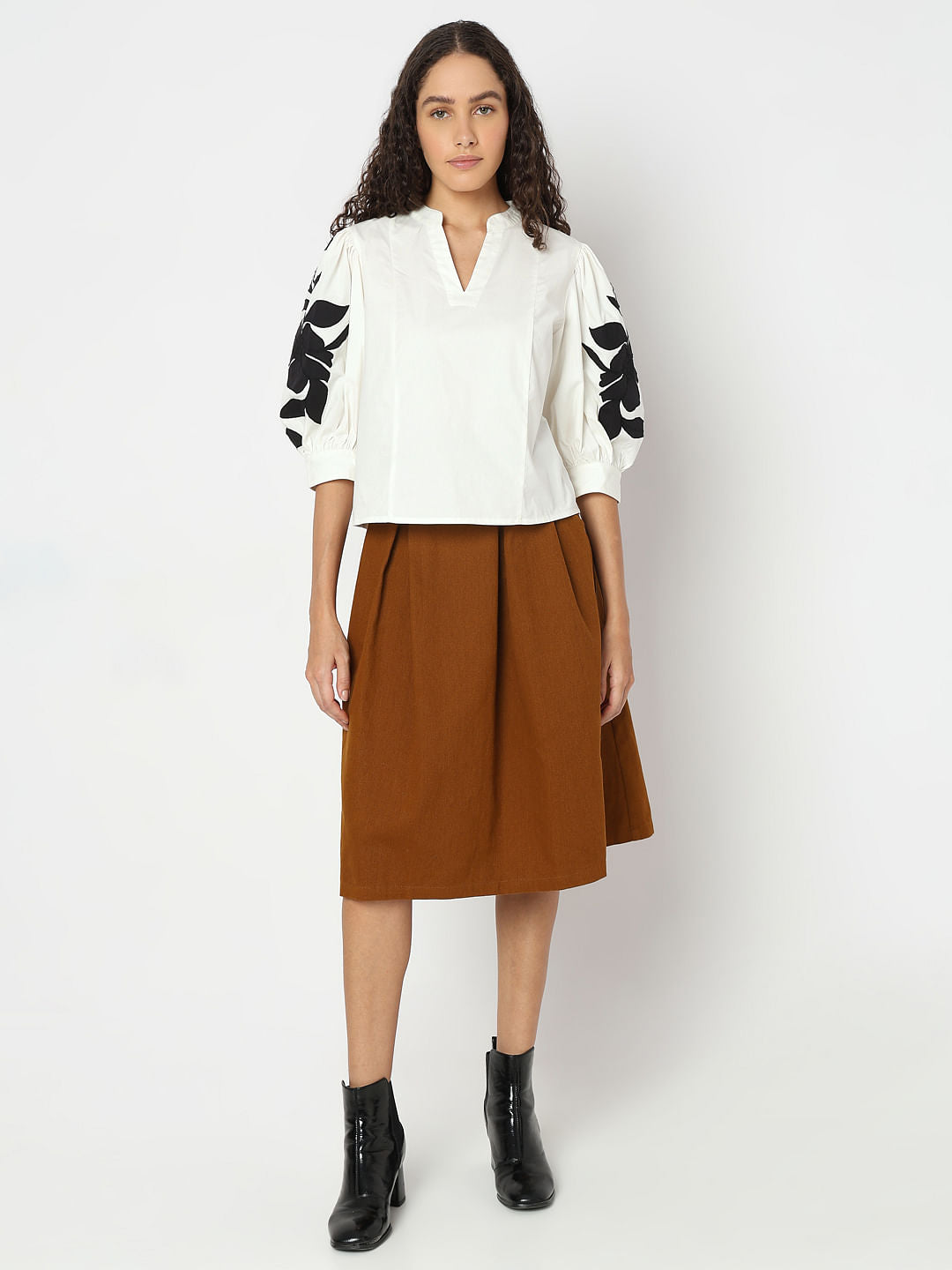 White Cotton Floral Top