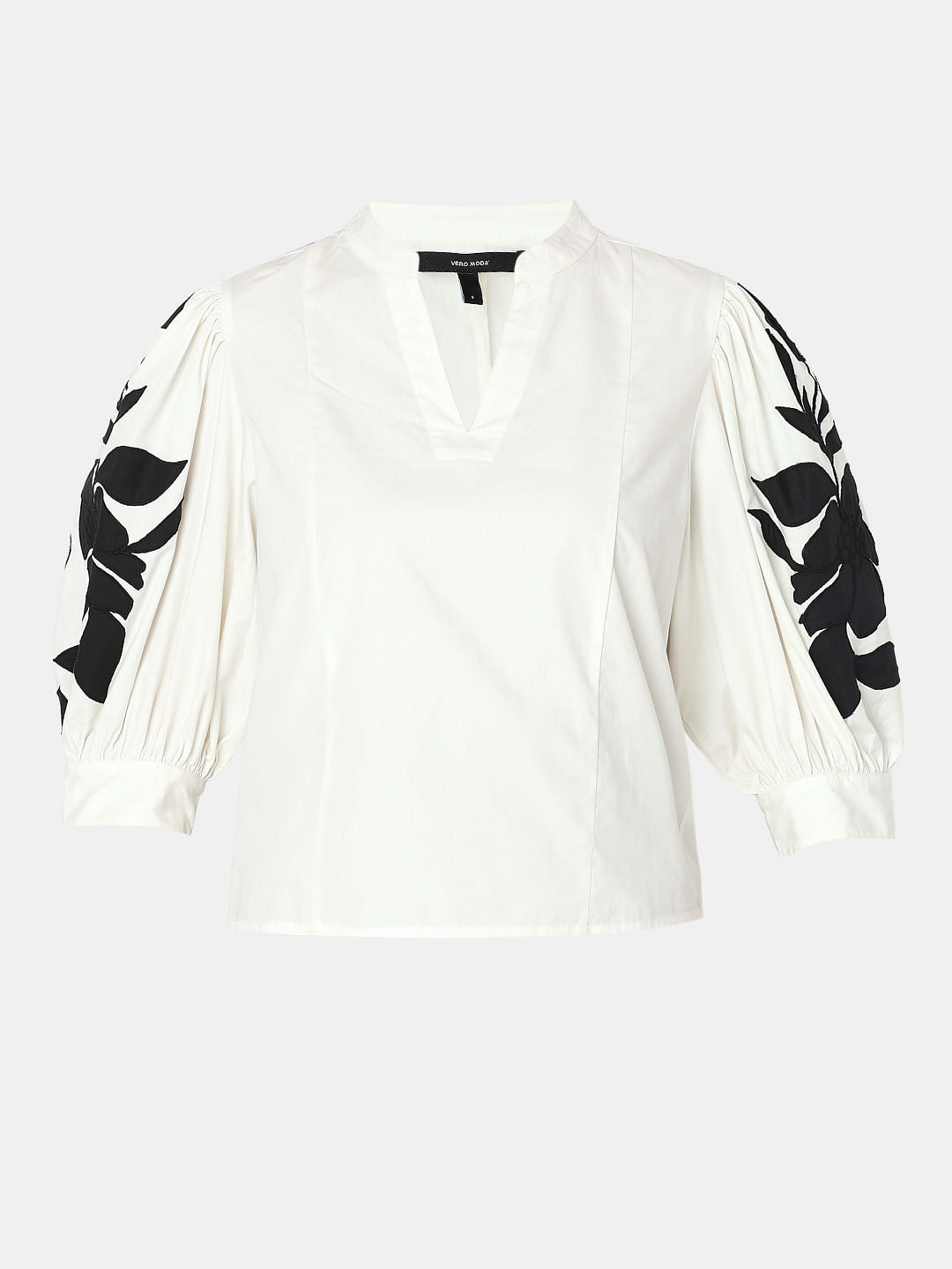 White Cotton Floral Top