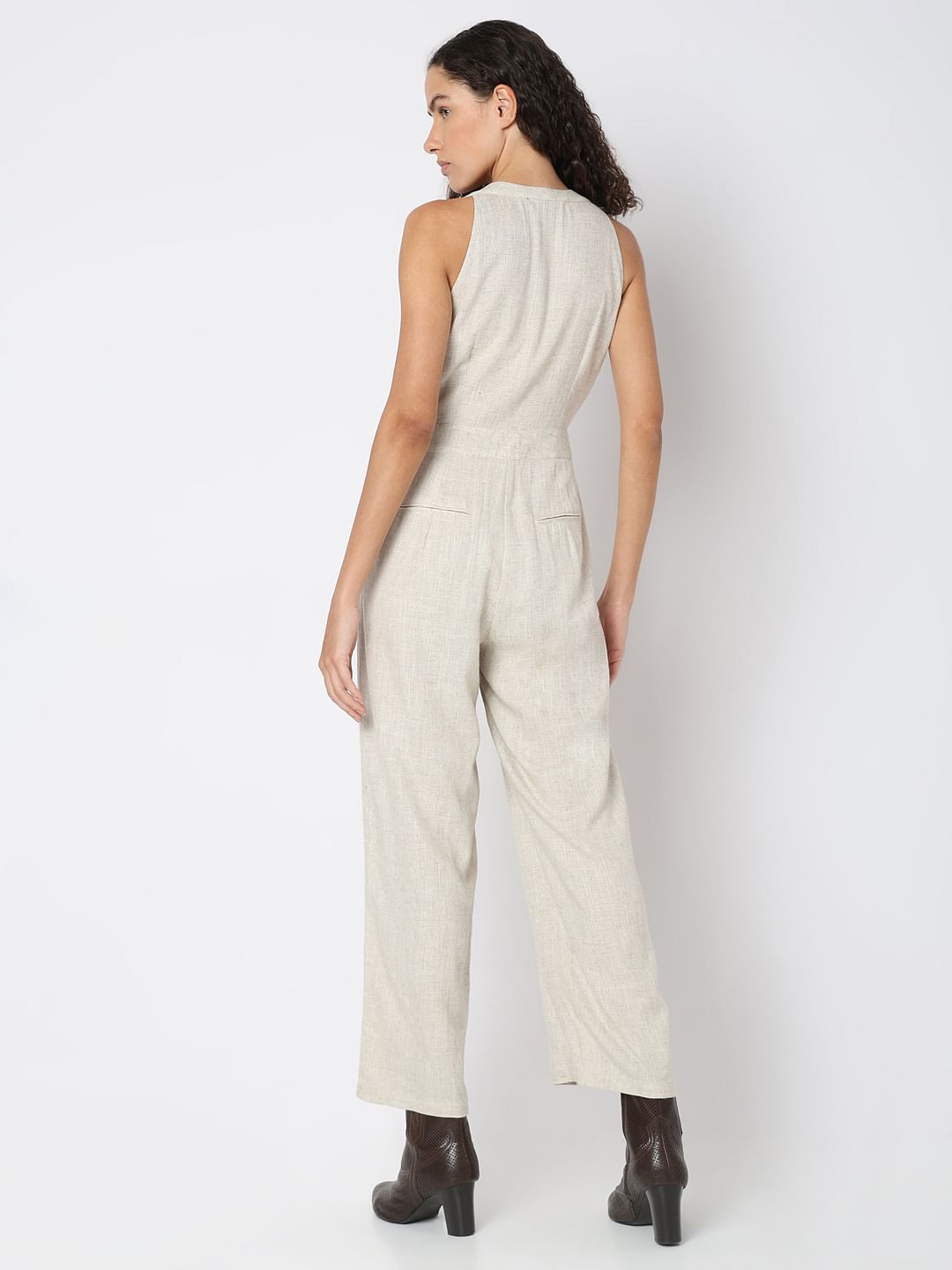 Ecru Sleeveless Jumpsuit