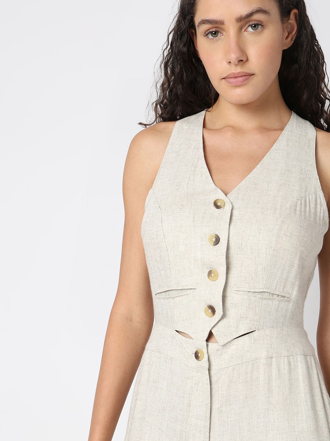 Ecru Sleeveless Jumpsuit