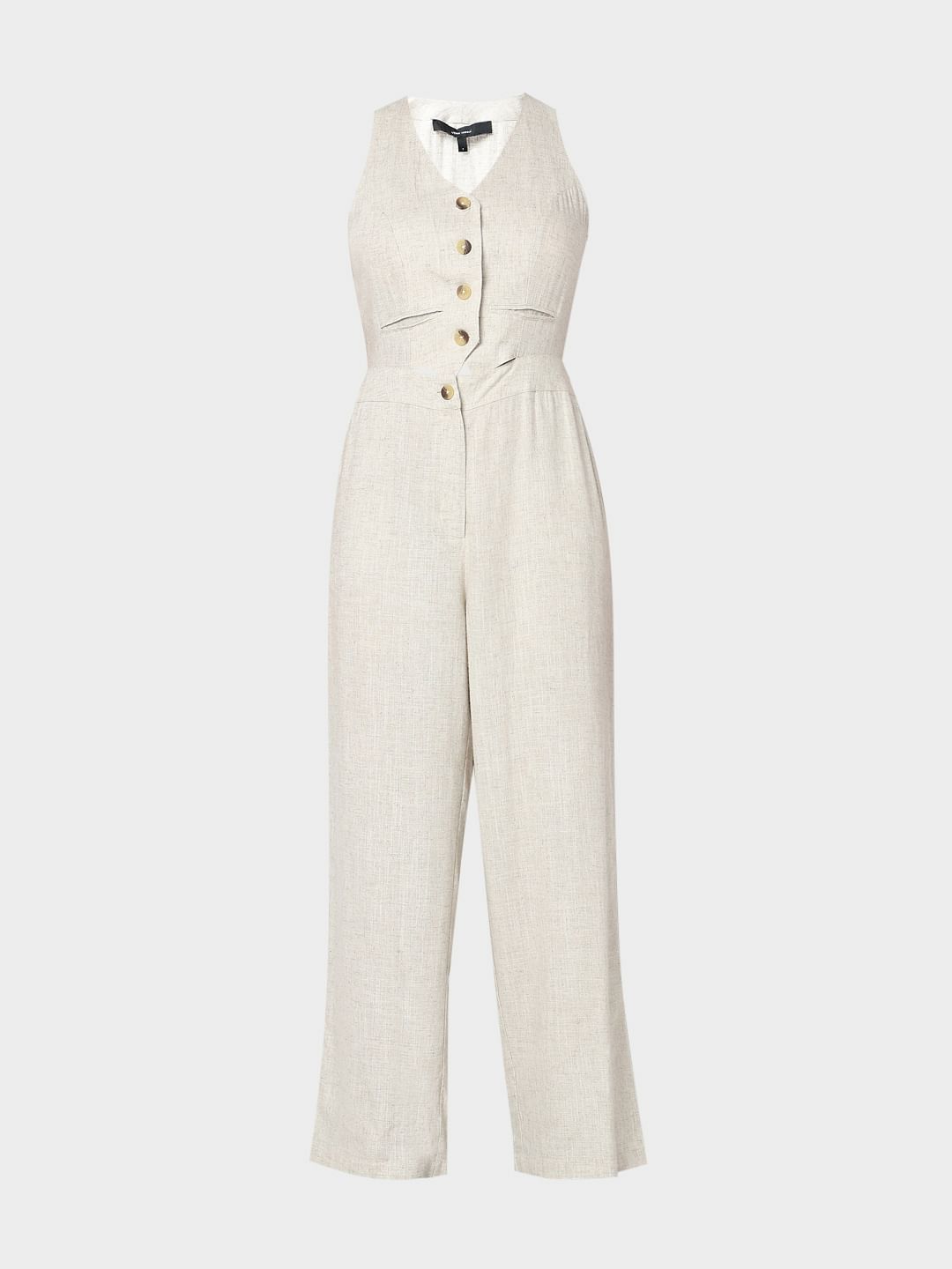 Ecru Sleeveless Jumpsuit