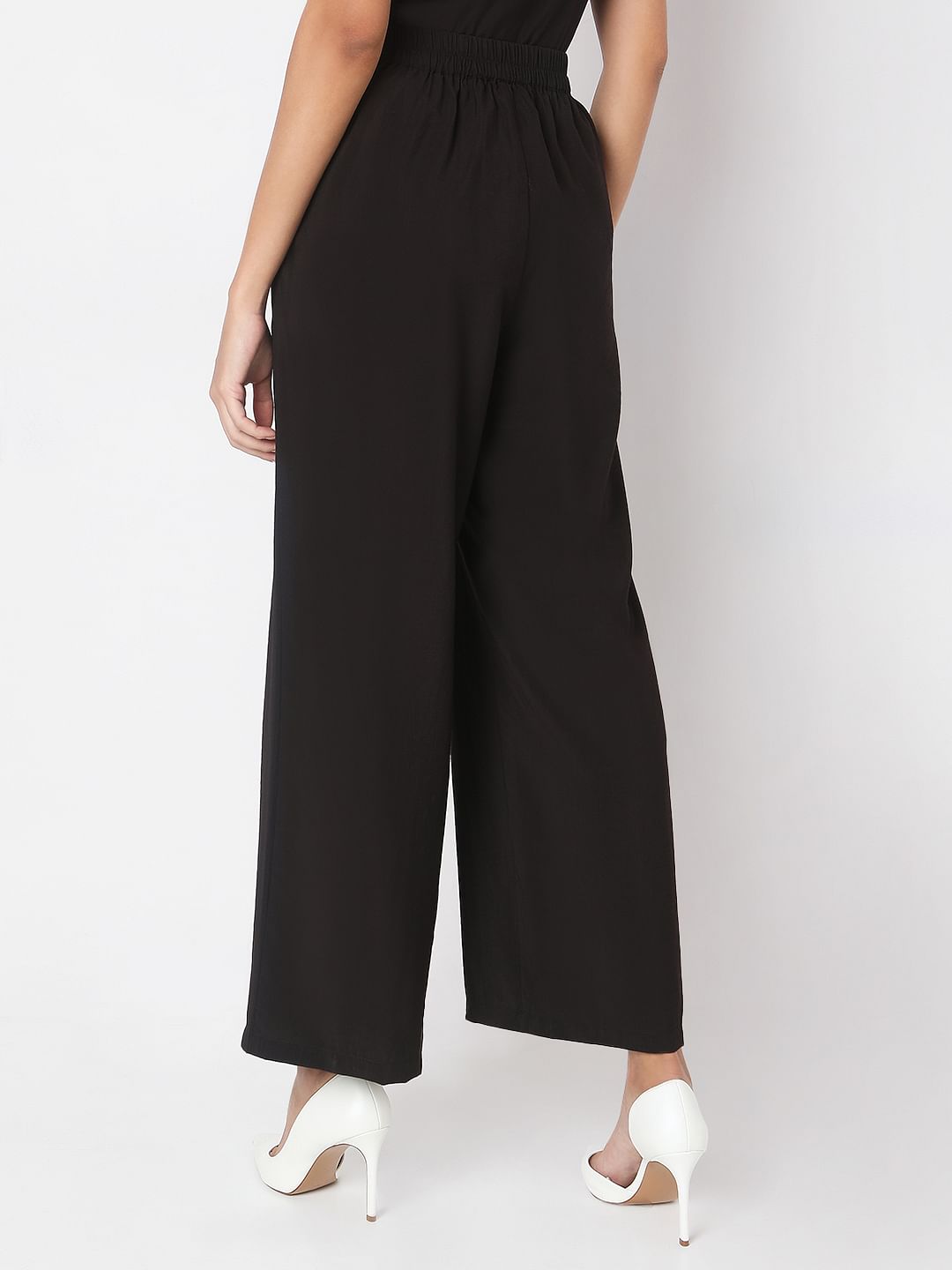 Black High Rise Straight Fit Pants