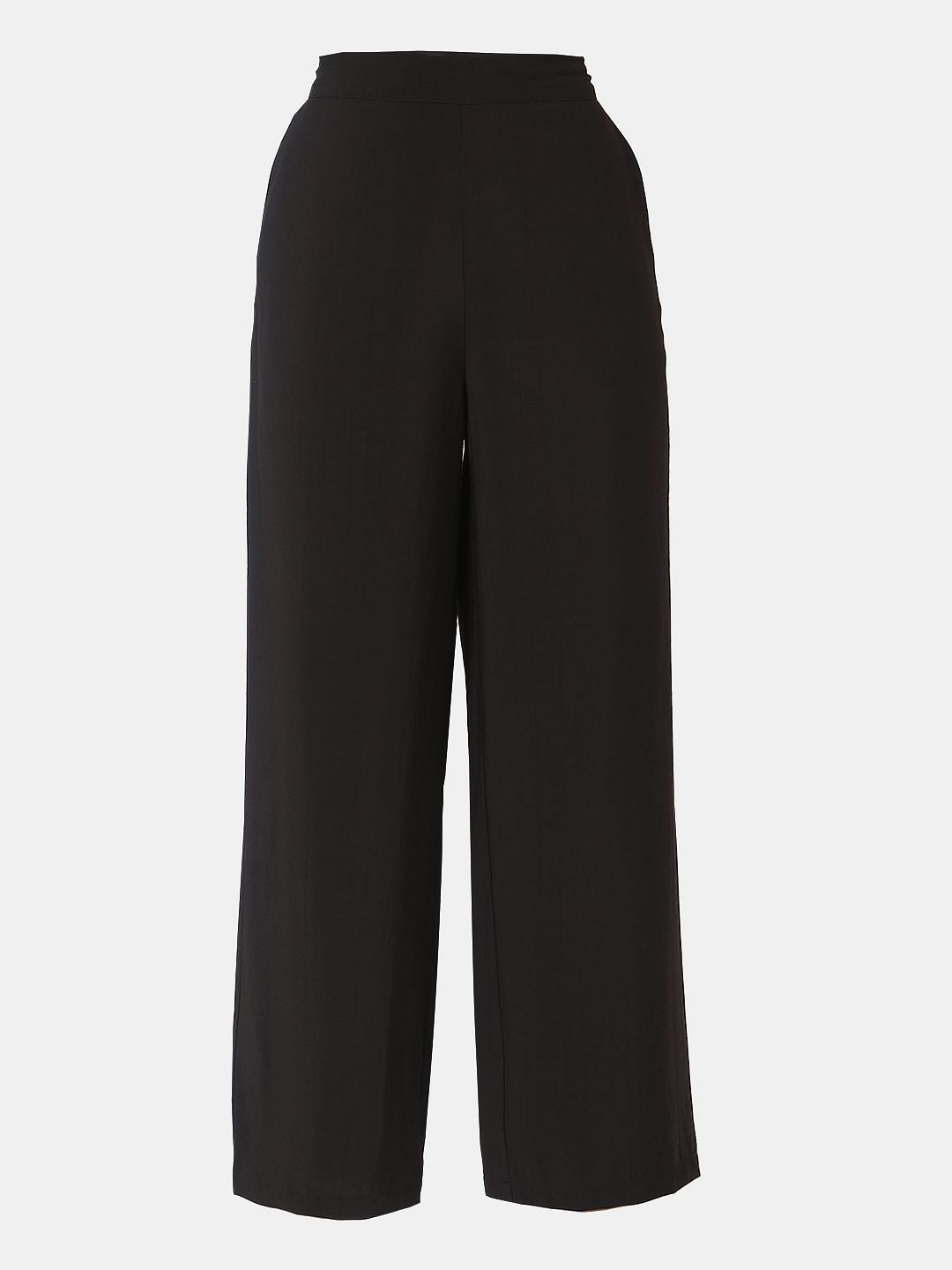 Black High Rise Straight Fit Pants