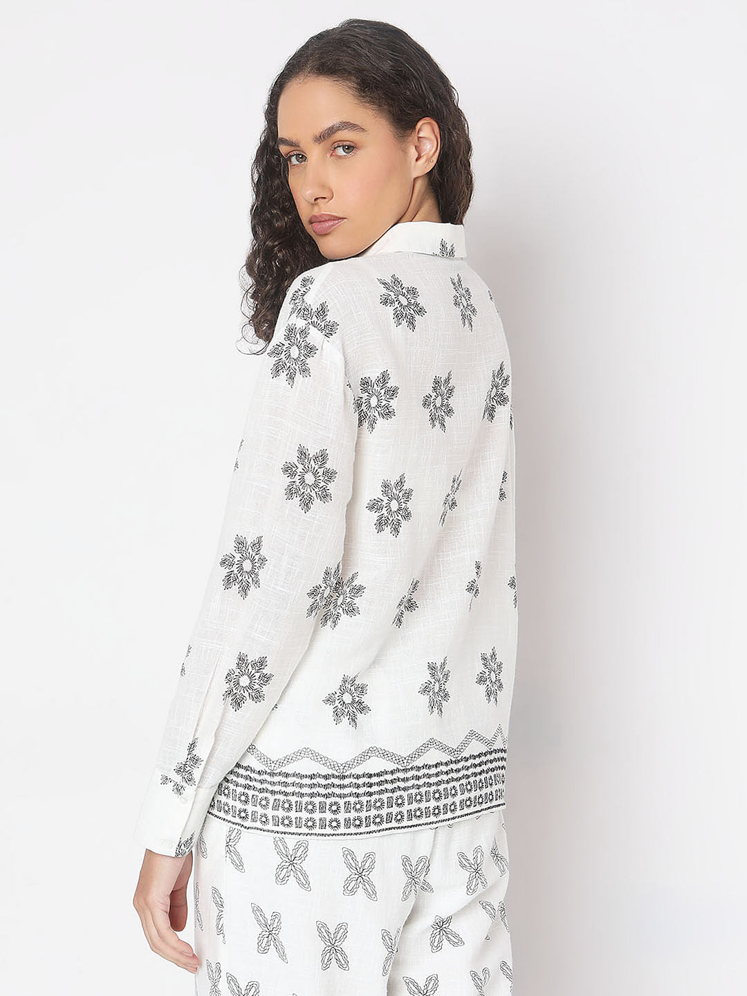 White Printed Cotton Shirt