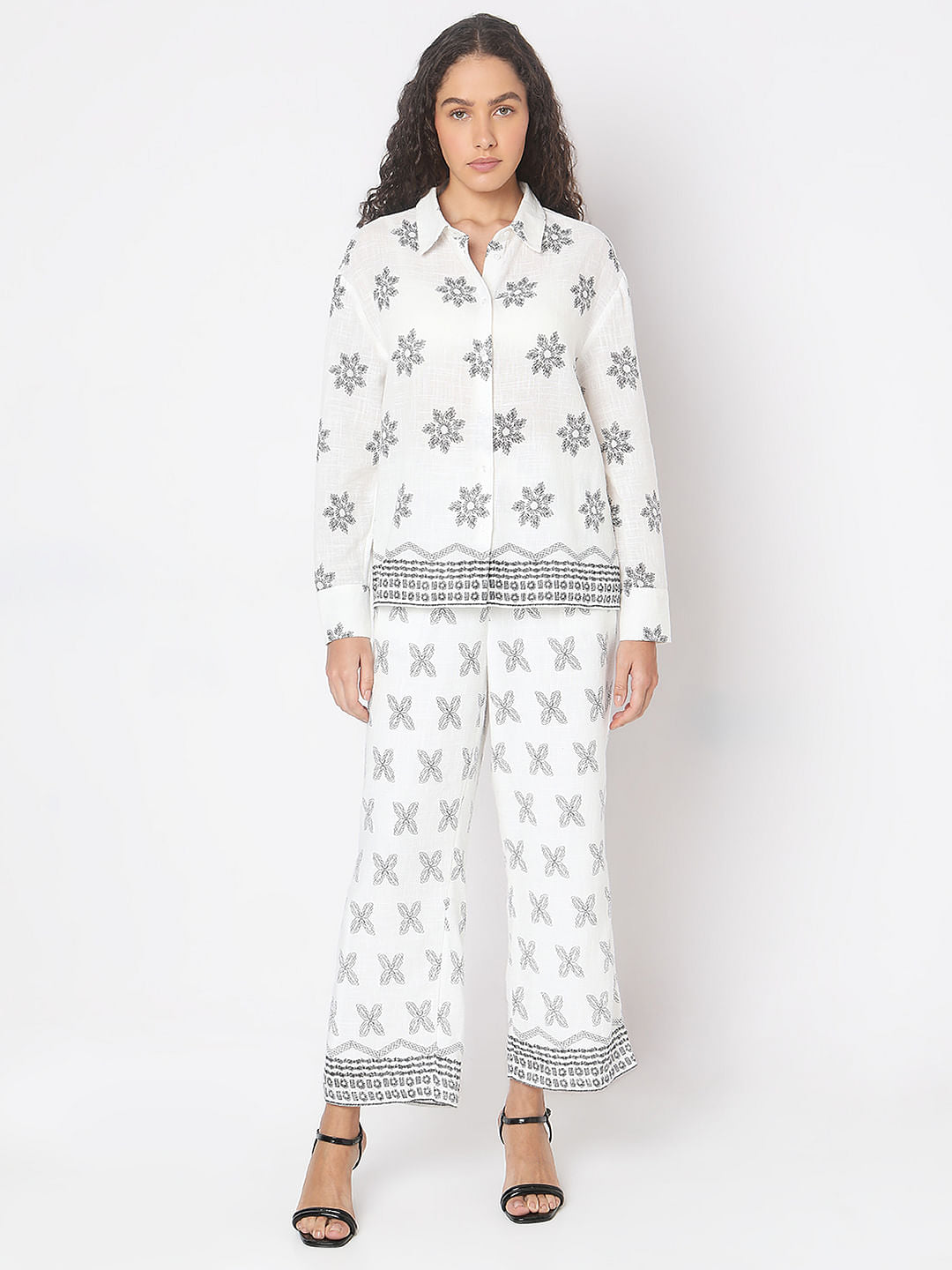 White Printed Cotton Shirt