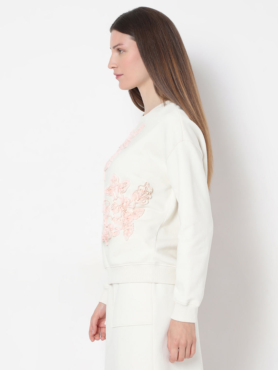 White Floral Co-Ord Set Sweatshirt