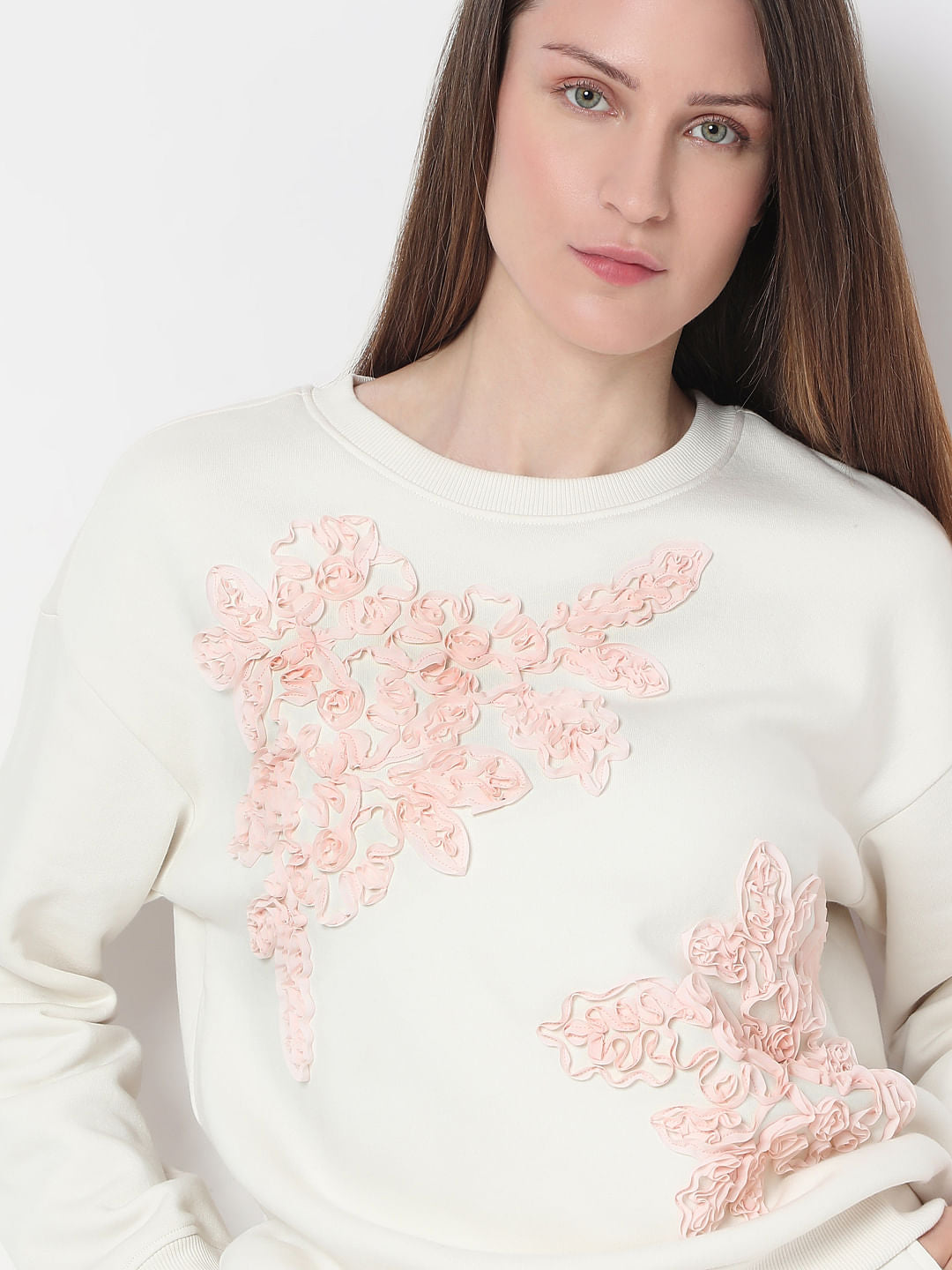 White Floral Co-Ord Set Sweatshirt