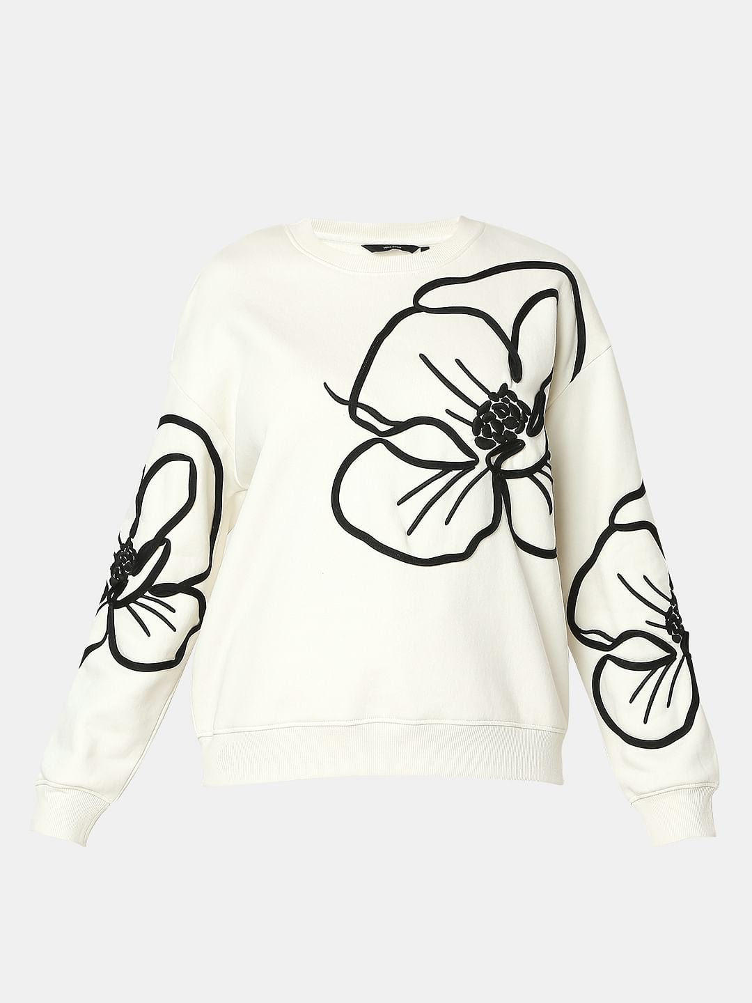 White Flower Embroidery Sweatshirt